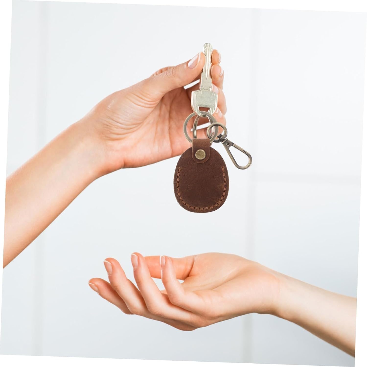 BIUDECO 3Pcs Handmade Pu Access Card Holder Keychain RFID Card Sleeve Compact Key Organizer for Fathers Day