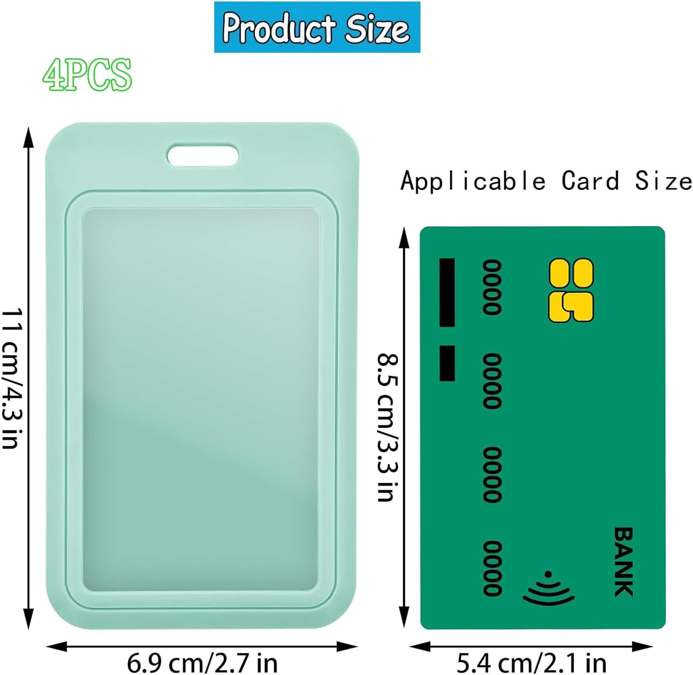 Yharnamite 4 Pcs Sliding ID Badge Holder with Clear Window ID Card Protector, Slide Open ID Card Case Vertical Work Badge Holder for Office, School, Credit Cards, Driver&rsquo;S Licenses and Passes (Green) - Green image number 2