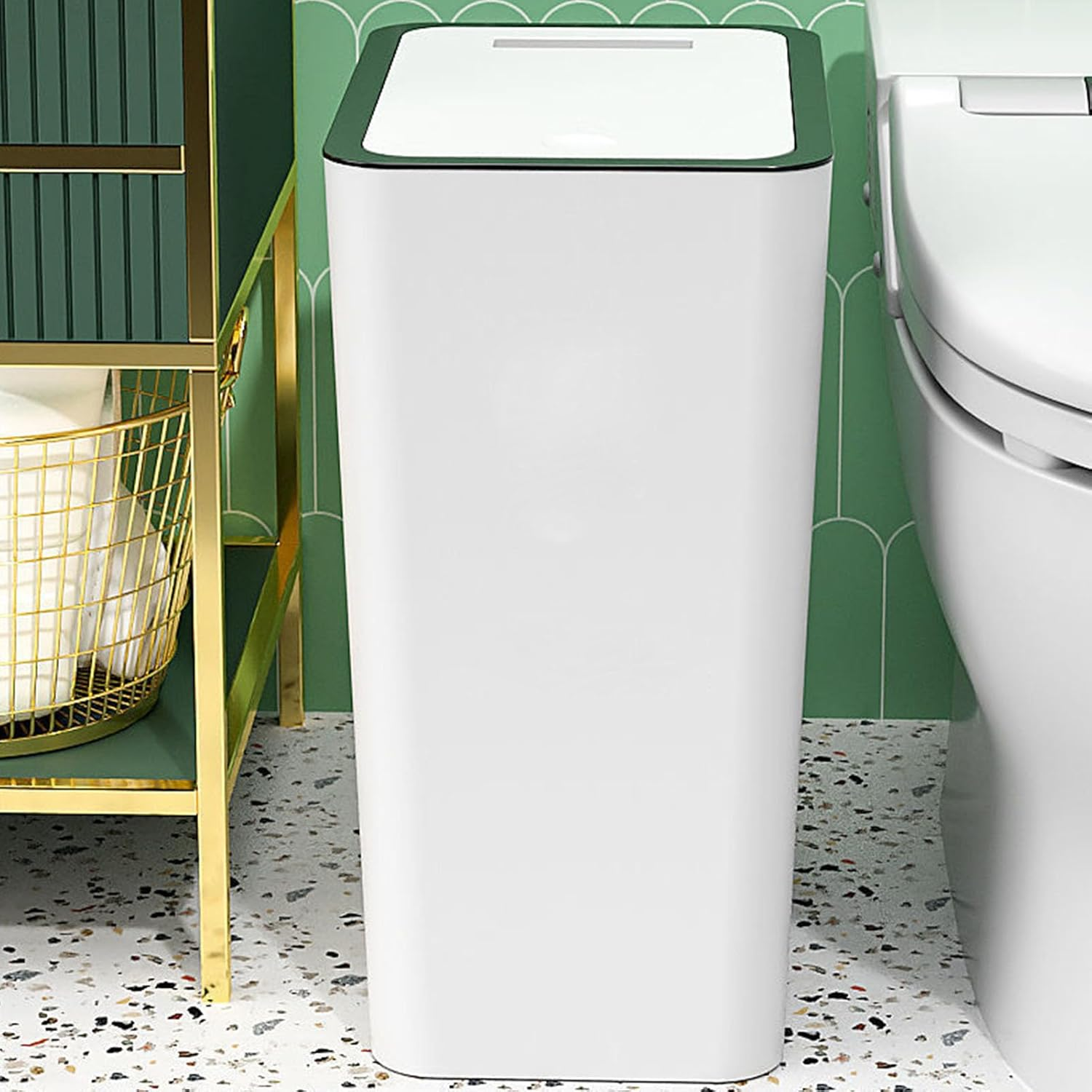 Press Type Trash Can, 15L Plastic Garbage Bin with Cover, Press, Sealing Design, for Household Use image number 4