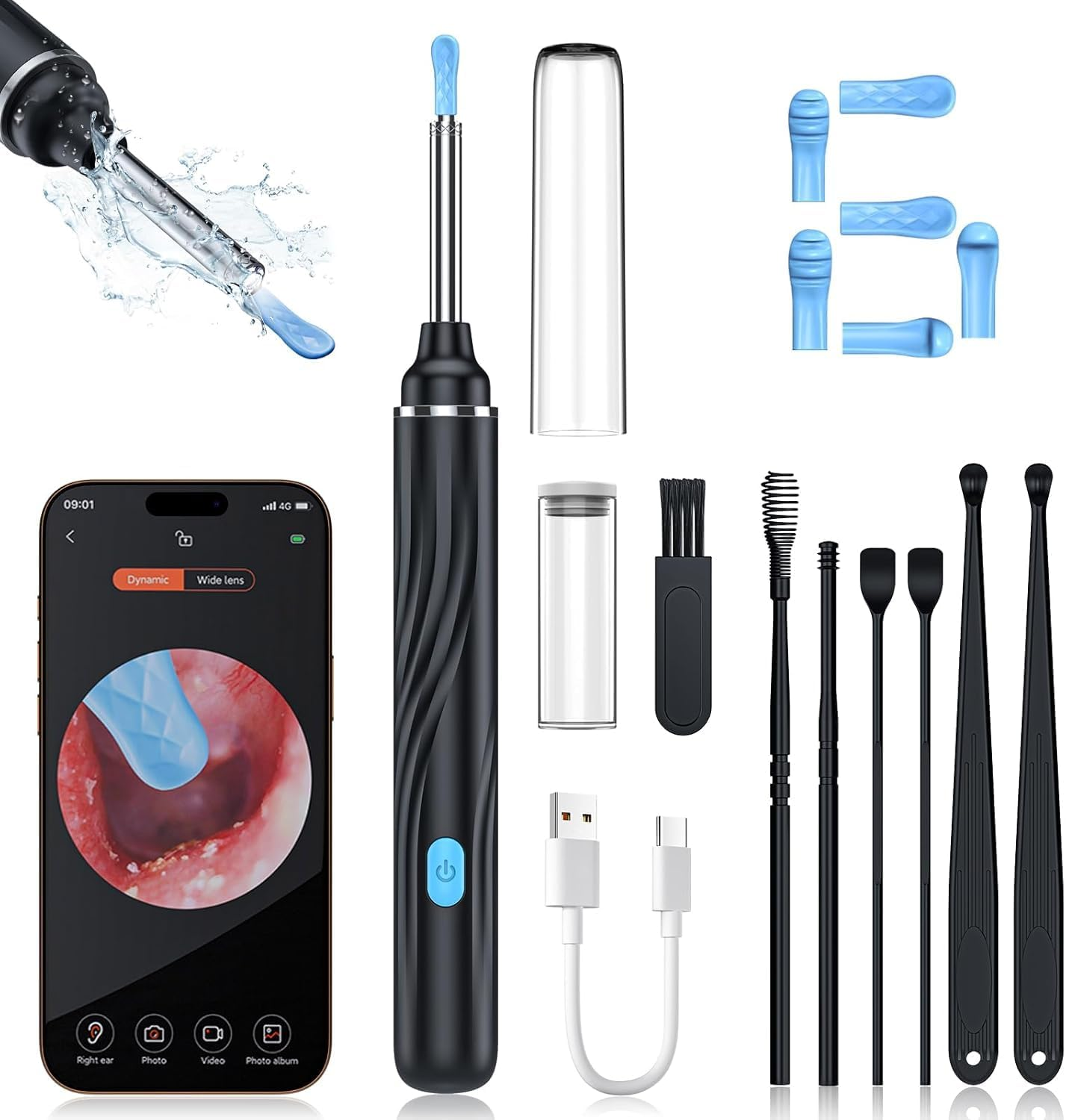 Ear Wax Removal Kit, Ear Camera 1920P HD Ear Wax Removal Tool, Ear Cleaner Otoscope with 6 LED Lights, 3Mm Visual Ear Scope for Iphone Ipad Android Smart Phone Gift Package image number 2