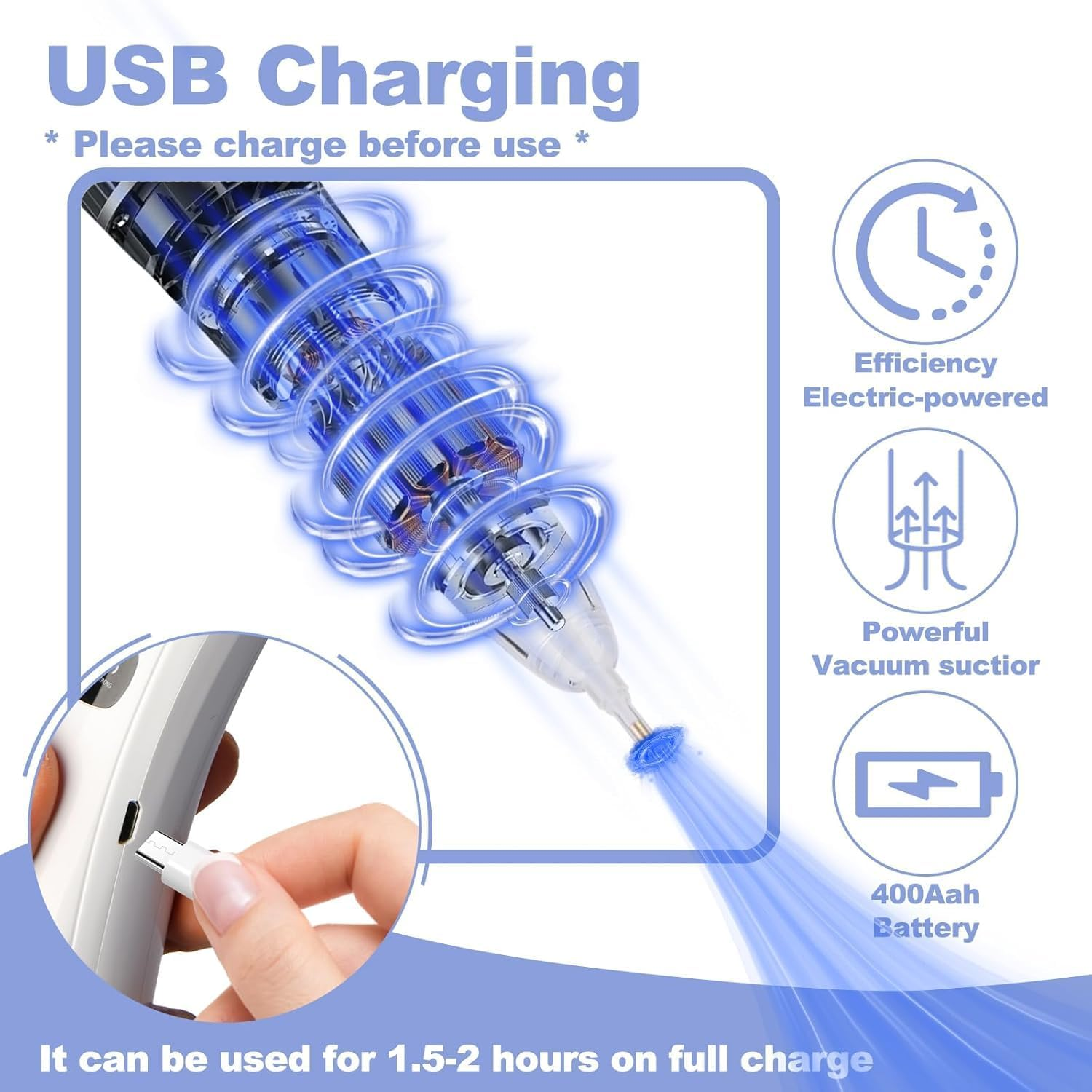 Electric Diamond Painting Pen with Vacuum Technology with 4 Replaceable Tips Rechargeable Art Painting Pen Perfect for 3D Drills, Portable and Durability, Diamond Art Lovers (White) image number 6