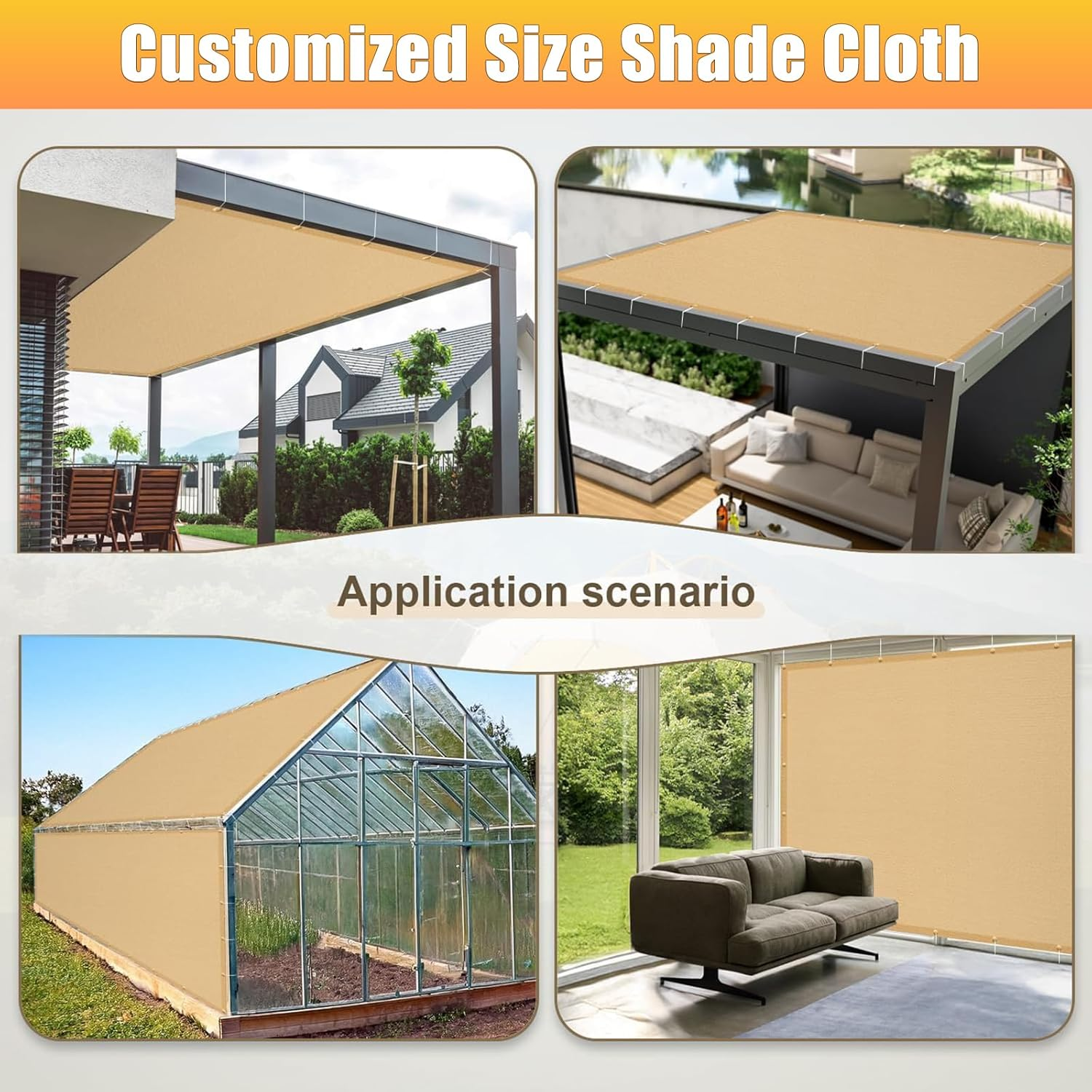 LIODUX Sun Shade Cloth, 185 GSM Permeable Fabric, 90% UV Protection Pergola Shade Cover, Durable Garden Sunshade Tarp Cover for Greenhouse, Plant Cover, Chicken Coop, Patio, Pergola (5 X 6 Meter) image number 3