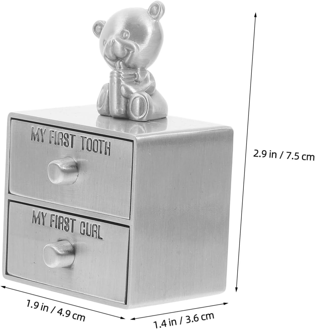 Yardwe Teeth Storage Box Metal Drawer Type First Tooth Box Keepsake Organizer