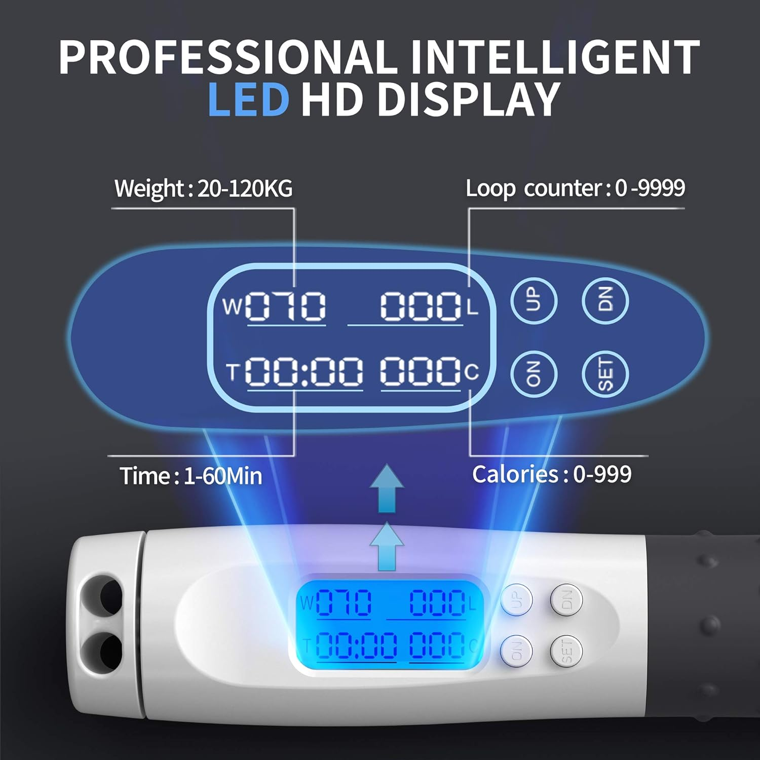 PROIRON Skipping Rope Digital Weighted Handle Workout Jump Rope, Skipping Rope with Calorie Counter Cordless Jumping Rope for Training Fitness, Adjustable Tangle-Free Speed Jump Rope for Men Women Kids Fitness Exercise Training image number 1