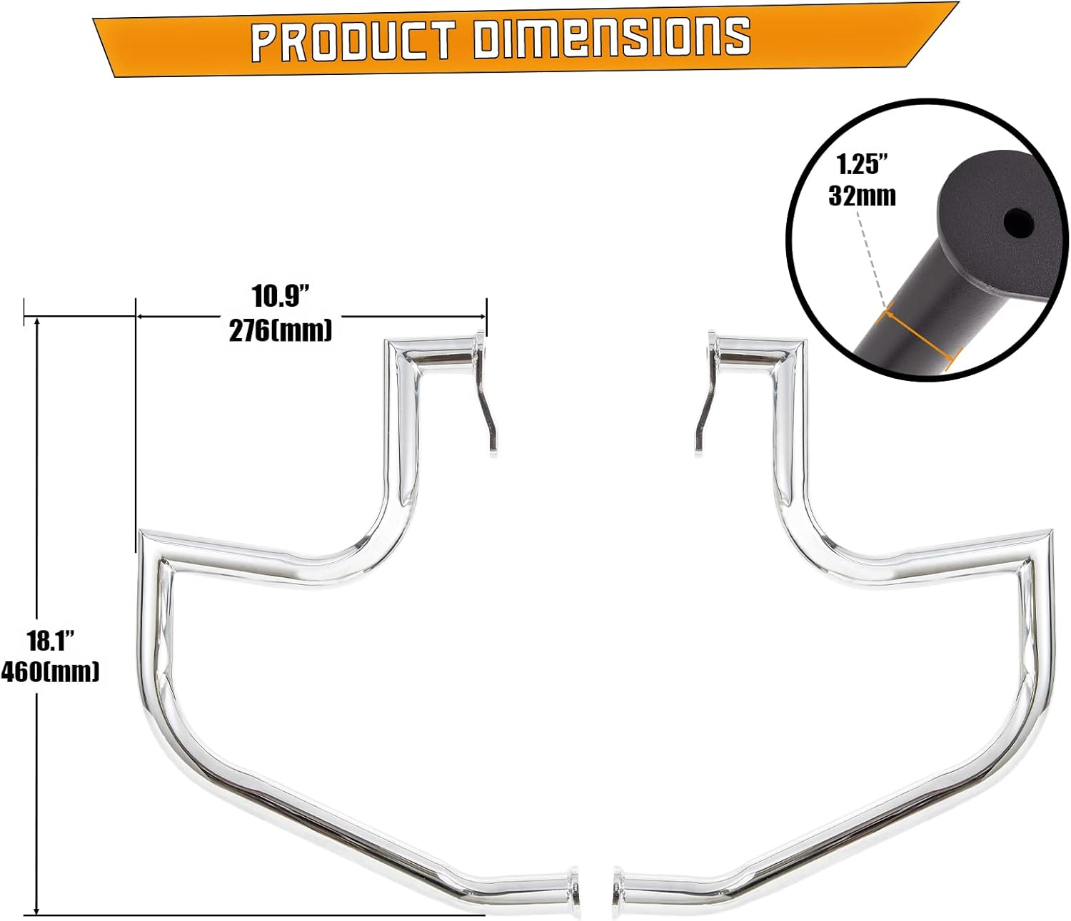 Kinglemc Crash Bar Engine Guard Highway Freeway Bar for Suzuki VL800 Intruder Volusia 800 C50 M50 Boulevard 2005-2022 (Silver) image number 4