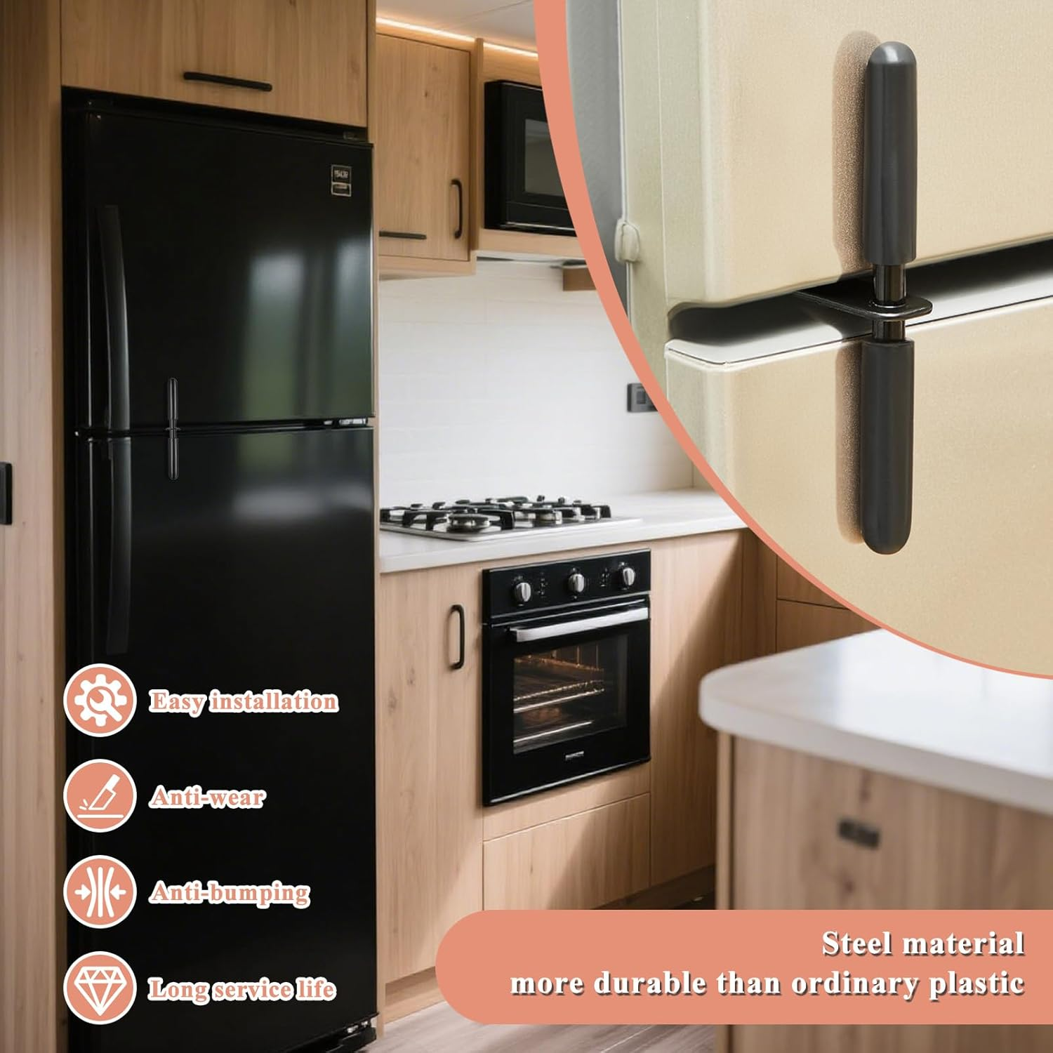 1 Pcs RV Refrigerator Door Latch Fridge Lock 1-3/16" Hole Spacing Furniture Parts Hardware Keeps Fridge Shut While Traveling image number 3