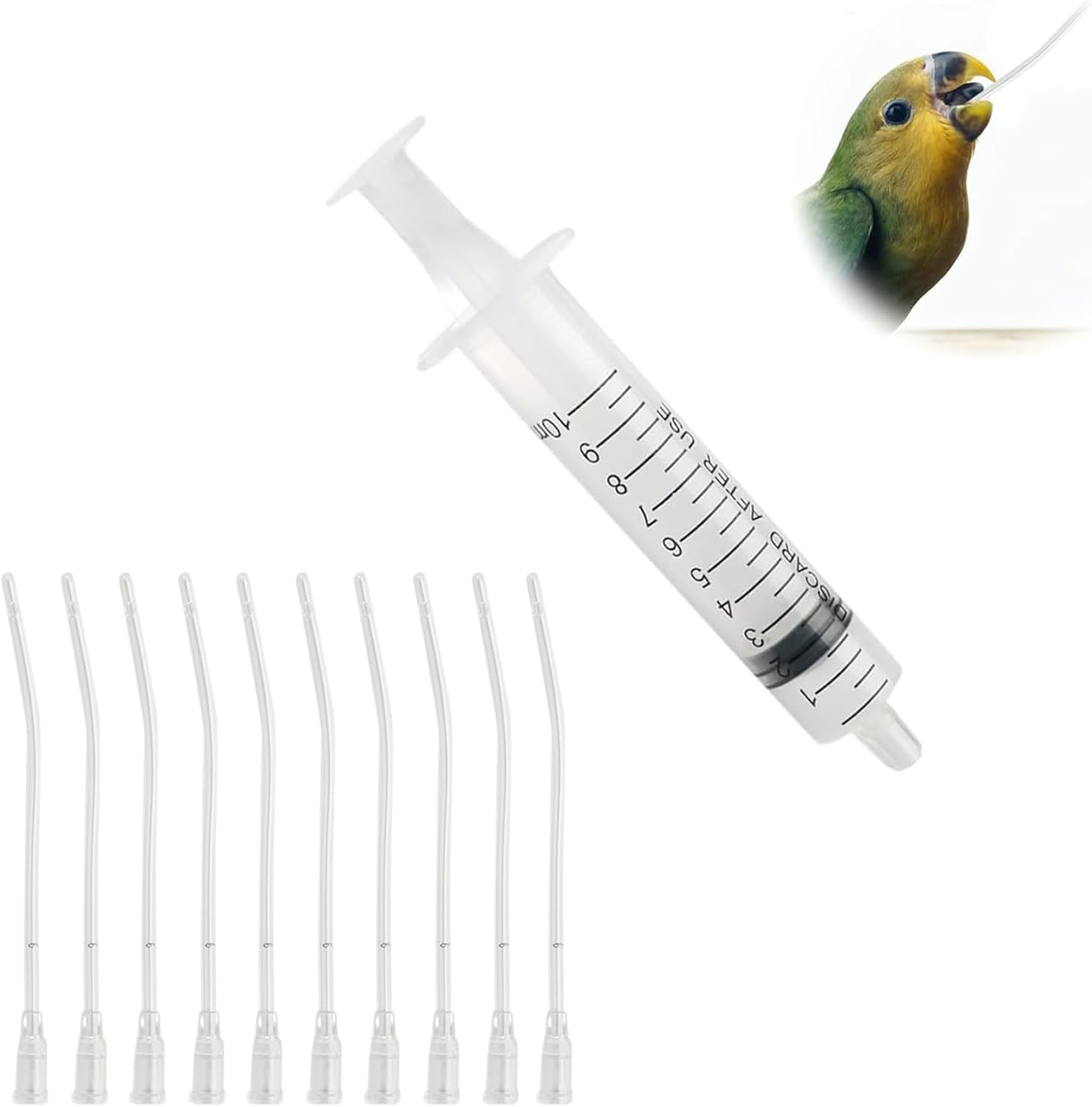 Baby Feeding Set,10Ml Baby Bird Feeding Syringe Set with 10 Tubes,Hand Feeding Tool for Parrots,Pigeons,Sparrows,And Small Animals,Safe Plastic Milk Feeder for Young Birds,Easy to Clean & Reusable