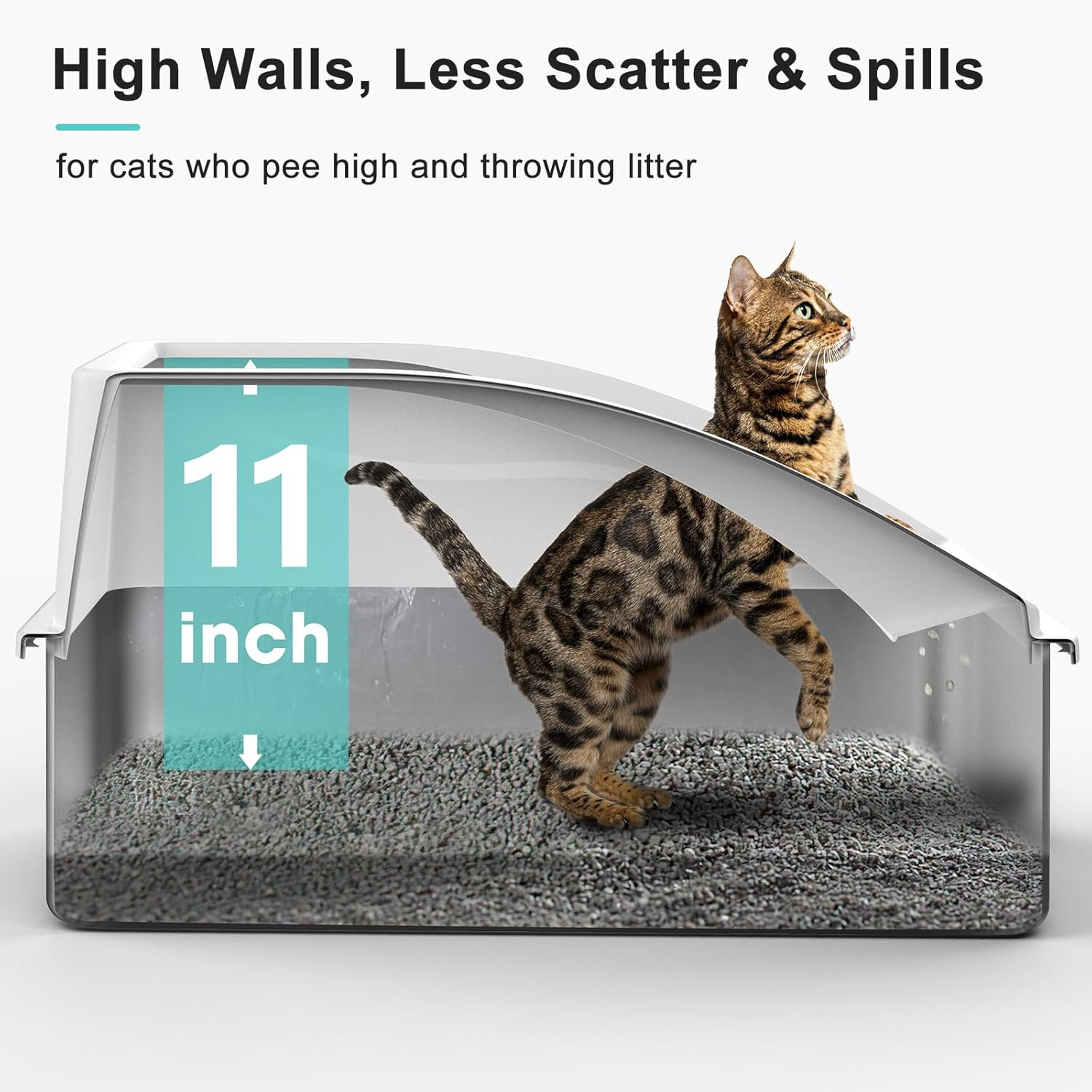 Stainless Steel Litter Box | XL Enclosed Cat Litter Boxs with Lid for Big Cats | High Sided, Anti-Urine Leakage | Non-Stick Bottom & Includes Litter Mat & Metal Scoop image number 1