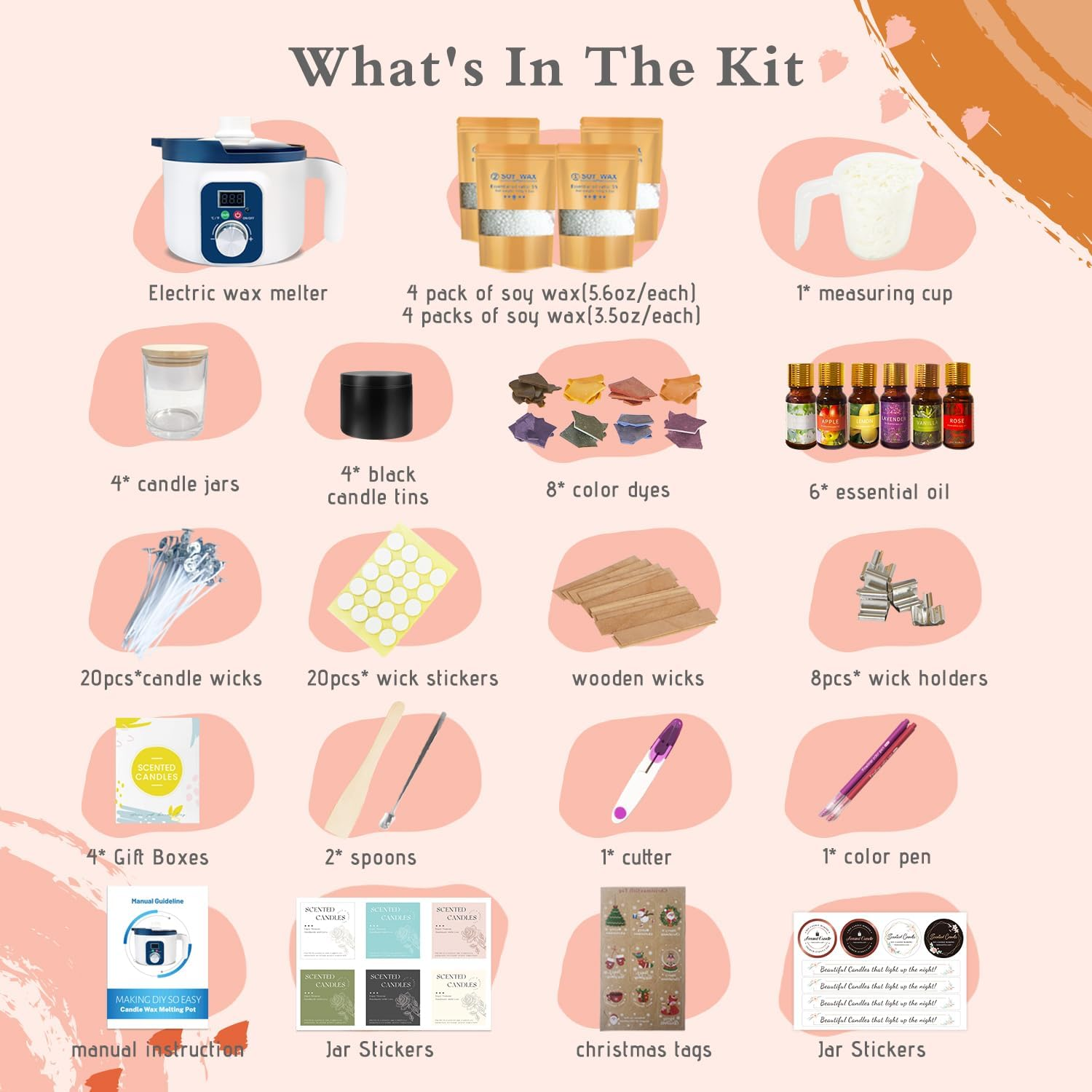 Candle Making Kit with Digital Wax Melter Pot, DIY Candle Maker Set for Adults, Soy Wax for Candle Making, Kit to Make Handmade Aromatic Candles image number 5