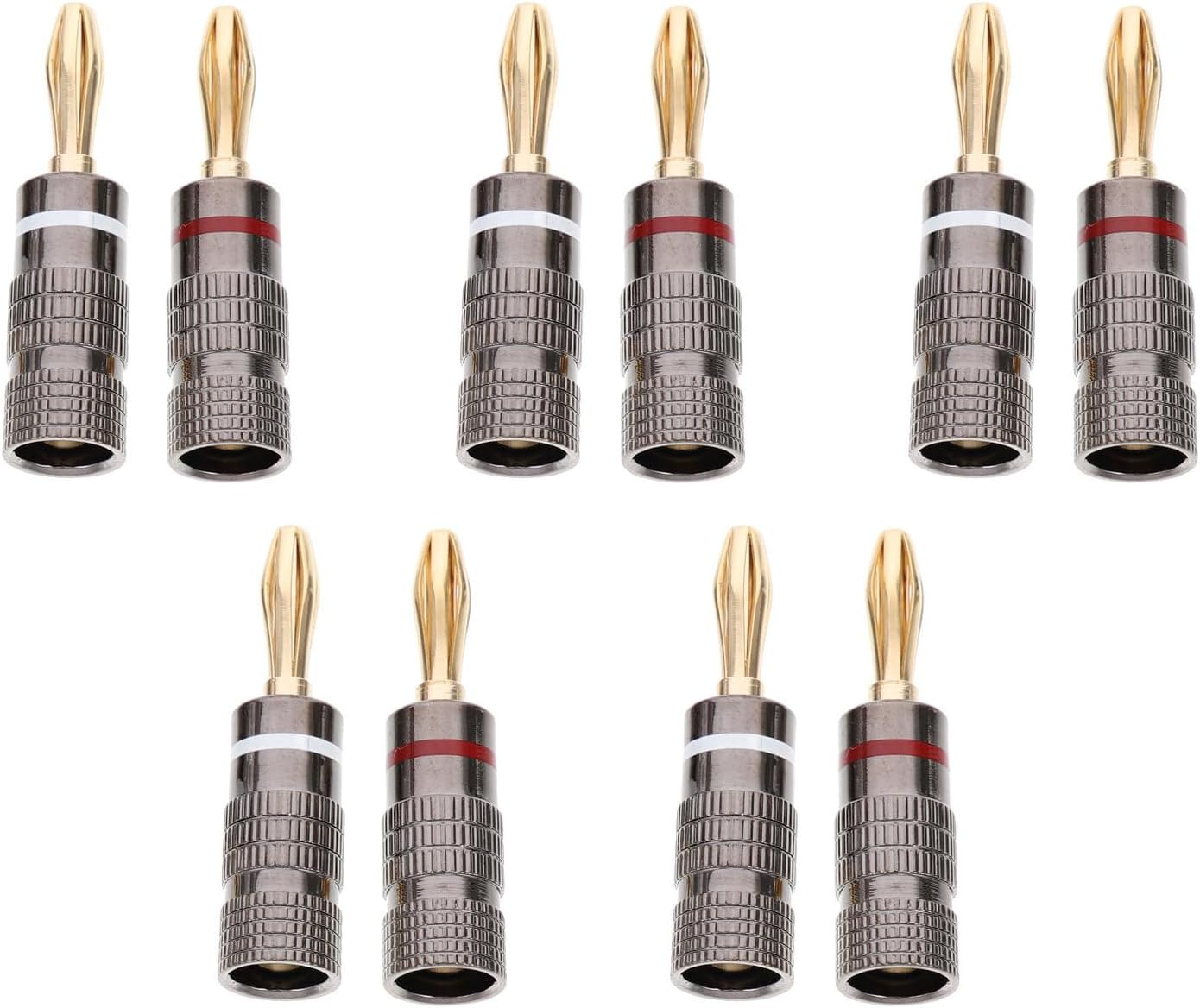 FIXOSHEE 10Pcs Gold Plated 4Mm Banana Plug Audio Connectors for Speaker Wire, Non-Soldering Banana Clips Suitable for Home Audio and Hi-Fi Systems in Australia image number 4