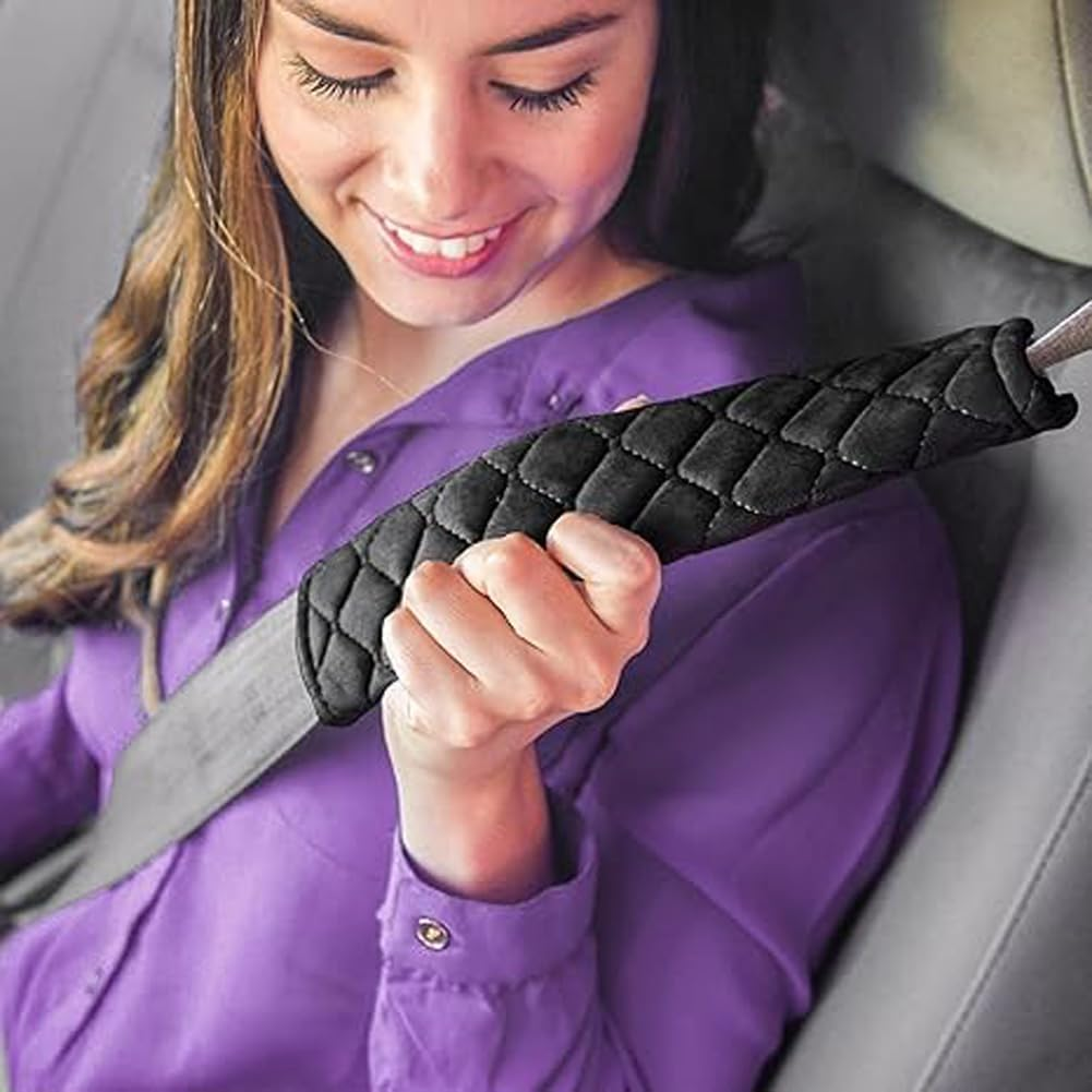 Soft Car Seat Belt Pad Cover, 2 PCS Seatbelt Shoulder Pad for a More Comfortable Driving Compatible with All Cars and Backpack,Carseat Straps Covers (Black) image number 3