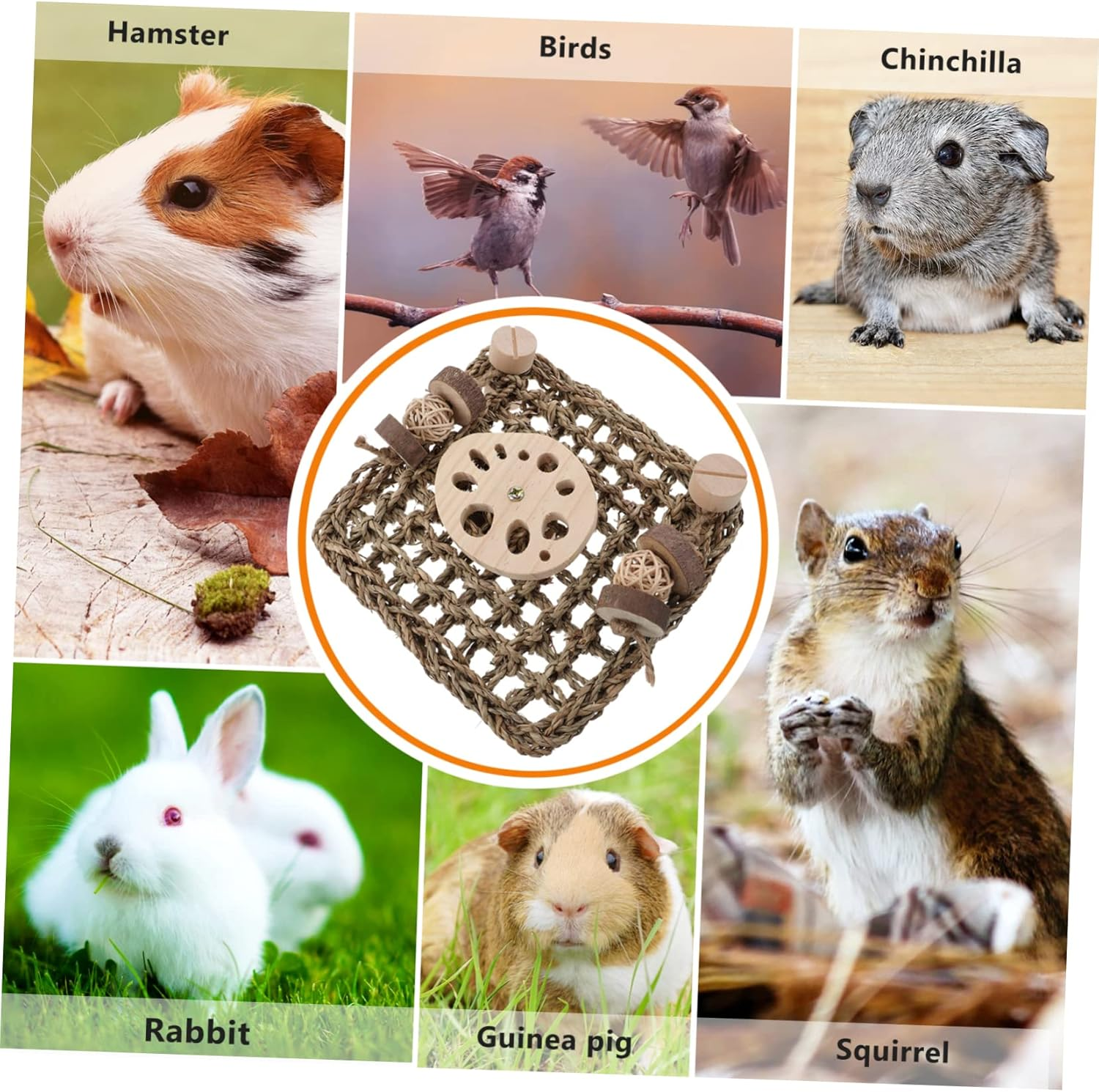 Generic 1Pc Rabbit Seagrass Mats for Pets Animals Rabbit Activity Mat Natural Hay Woven Bed Grass for Rabbits Cleaning Gerbils Activity Chew Natural Pine - Multi image number 6