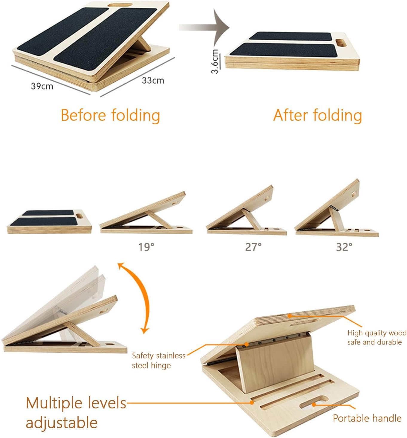 Professional Slant Board, Calf Stretcher Slant Boards, Adjustable Wooden Incline Board for Squats, Calf, Ankle, and Foot Stretching image number 1