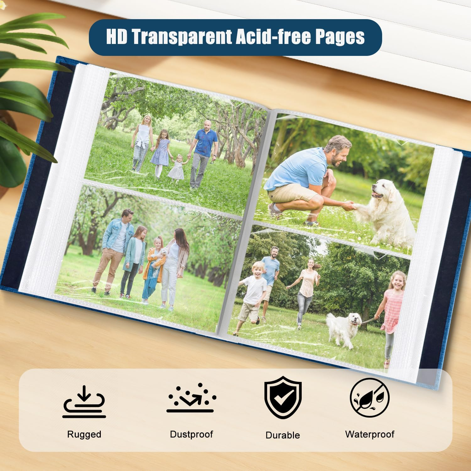 200-Pocket Photo Album 4X6 - Slip-In Picture Album with Linen Cover & Display Window, Vertical Photo Book for Wedding, Family, Baby, Anniversary & Vacation Memories (Holds 200 Photos) image number 1