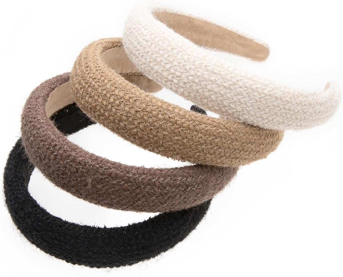 Axy Knitted Fabric Headband with Fine Metallic Threads, Padded, Beautiful Women'S Headband, Hair Accessories, HRK11 (White)