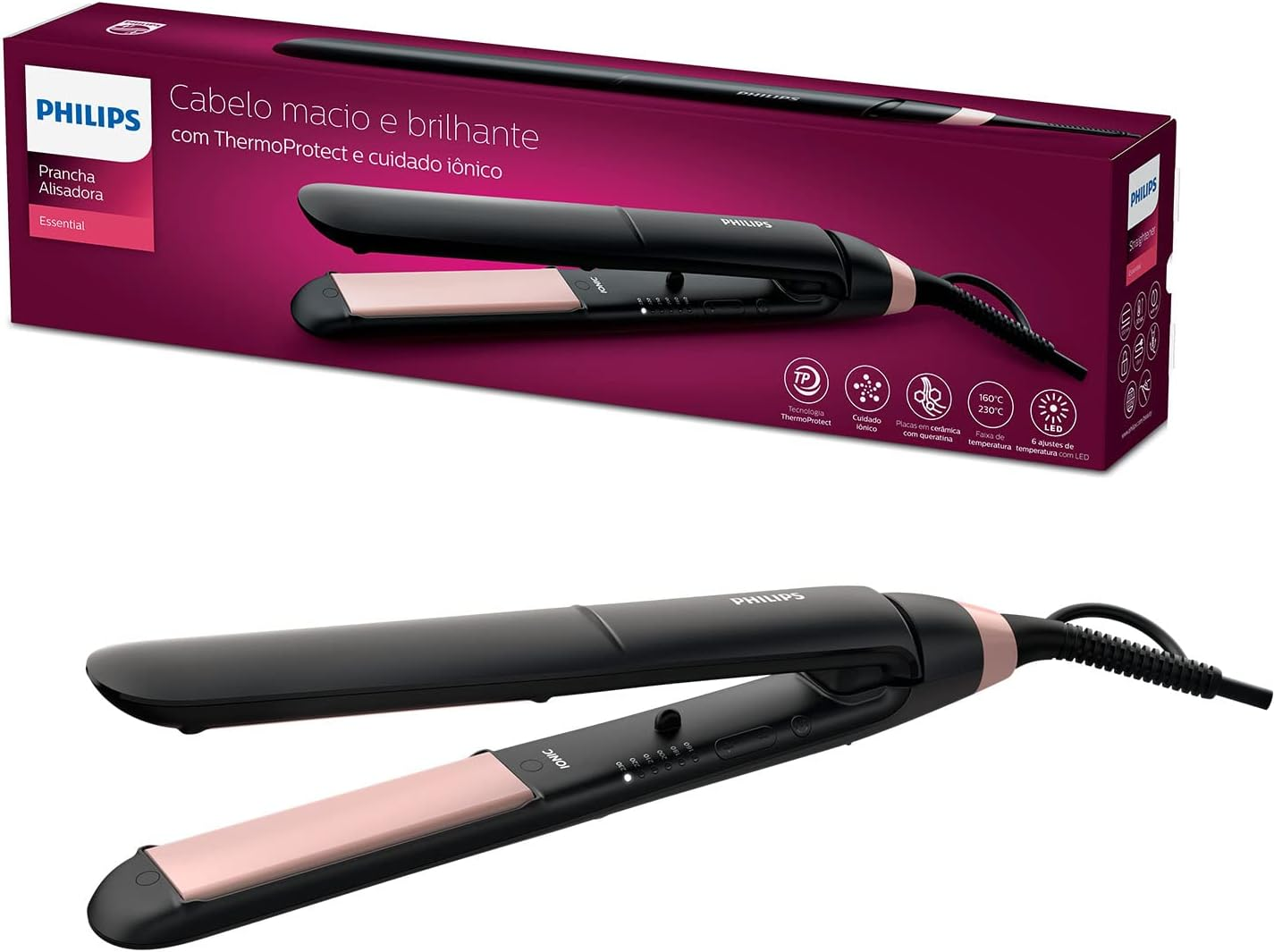 Philips Thermoprotect Hair Straightener - Soft, Shiny Hair Thanks to Ionisation Function, Thermoprotect Technology (Model BHS378/00) image number 4