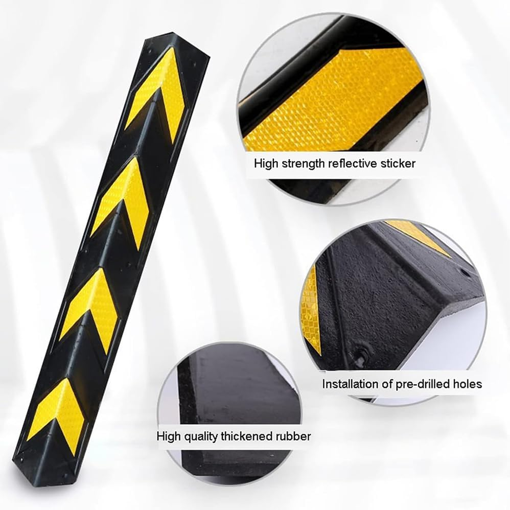 4 Pcs Reflective Rubber Wall Corner Guard,Garage Wall Guards Edge Rubber Protector Walls Corner,Garage Corners Edge and Bumpers Corners Guards,For Parking Protection Car Horn Guardrail Post image number 4