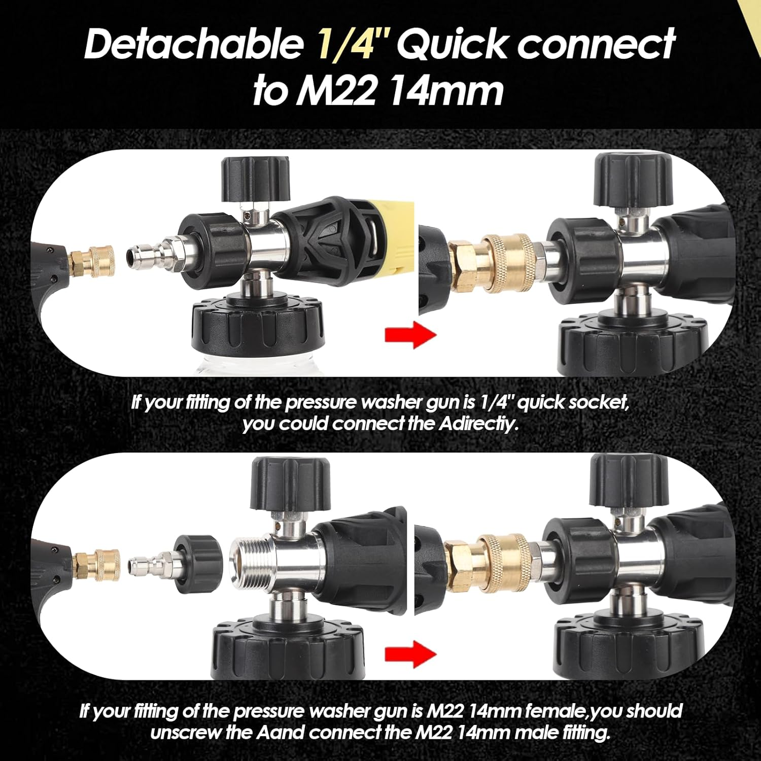 Pressure Washer Foam Cannon Kit with Double Connector Foam Cannon Car Wash Foam Gun with 7 Nozzles for Car Washing and Cleaning