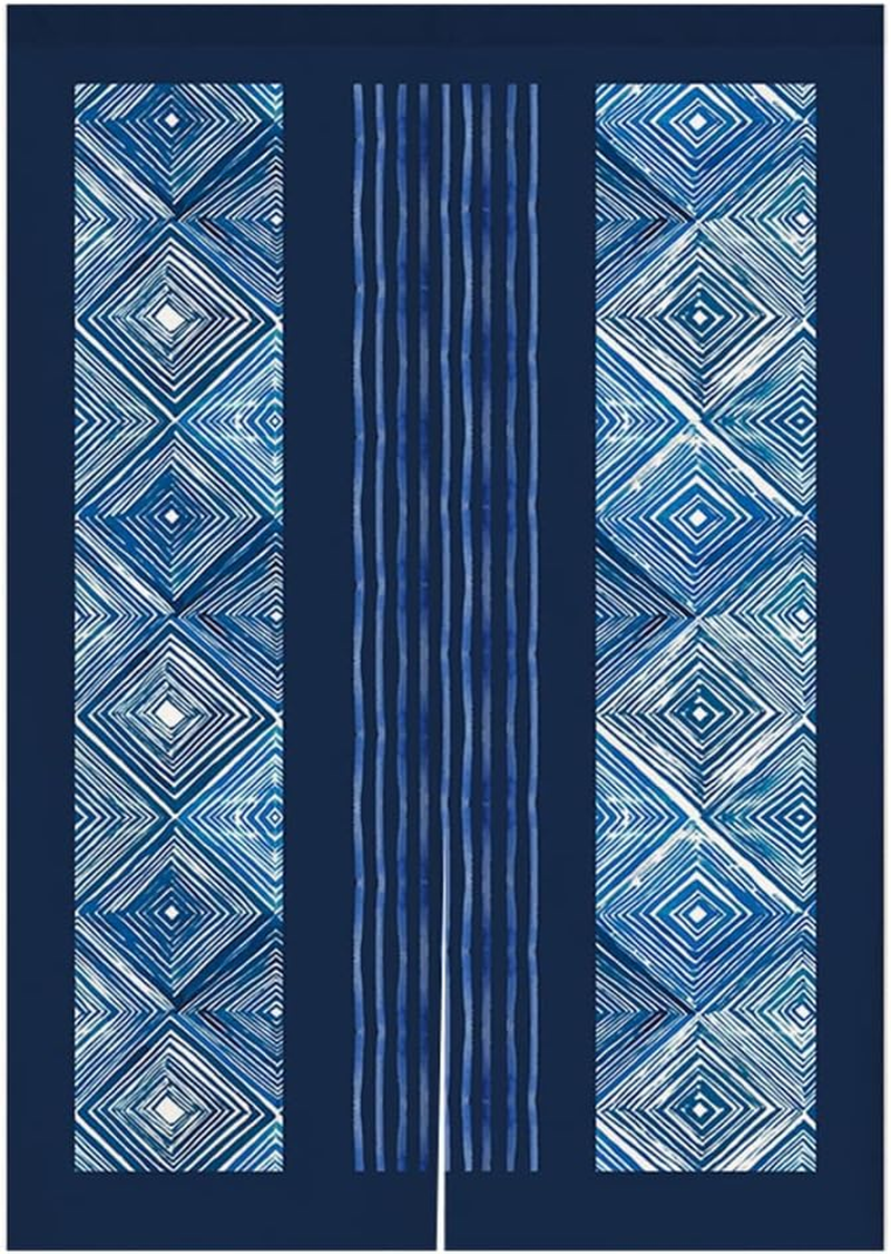 Japanese Indigo Noren Doorway Curtain Tapestry Shibori Tie Dye Pattern Door Curtain Rustic Boho Ethnic Room Divider Home Decoration, 29 X 35 Inches