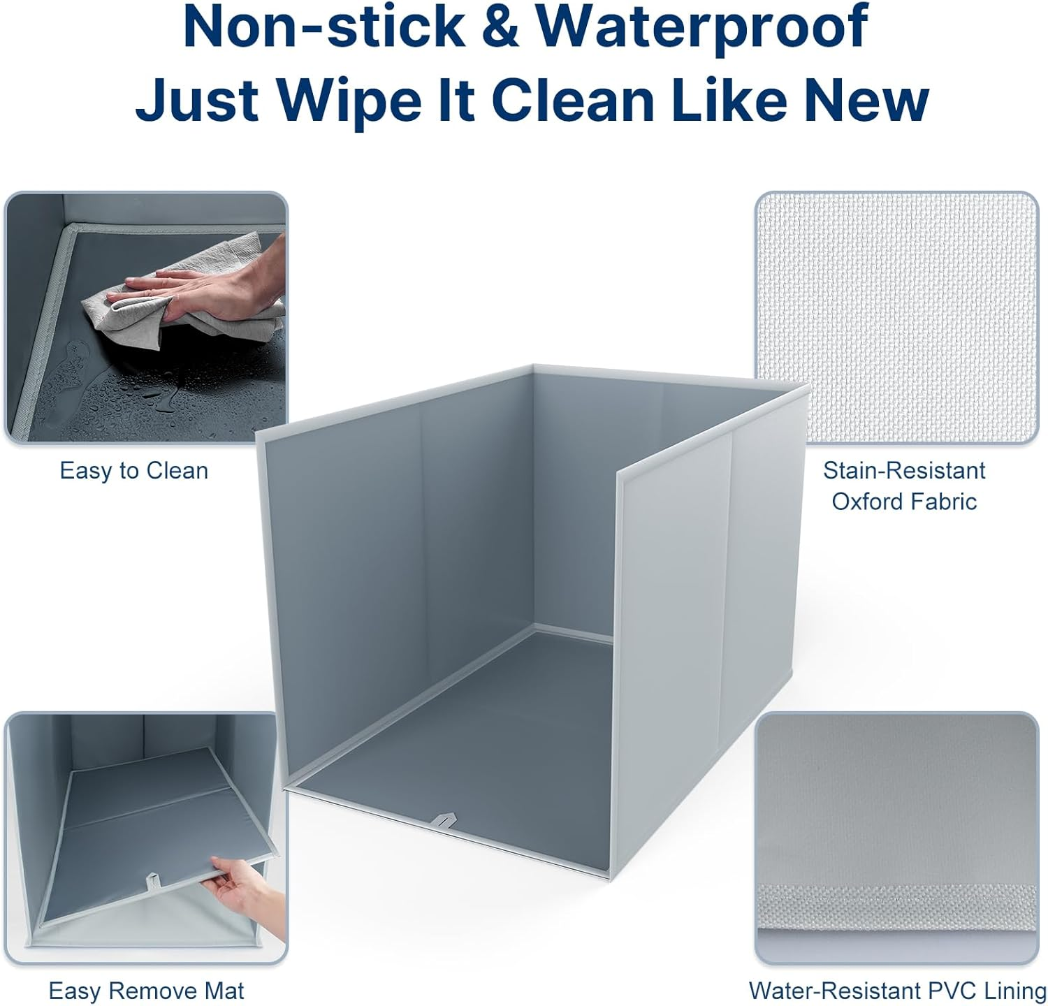 24" L &times; 17" W &times; 16" H Foldable Cat Litter Box Enclosure, All-In-One Litter Box Splash Guard for Large Litter Pan, High Sided Litter Box Shield with Removable Mat, Easy to Clean, No Mess, Odorless image number 2