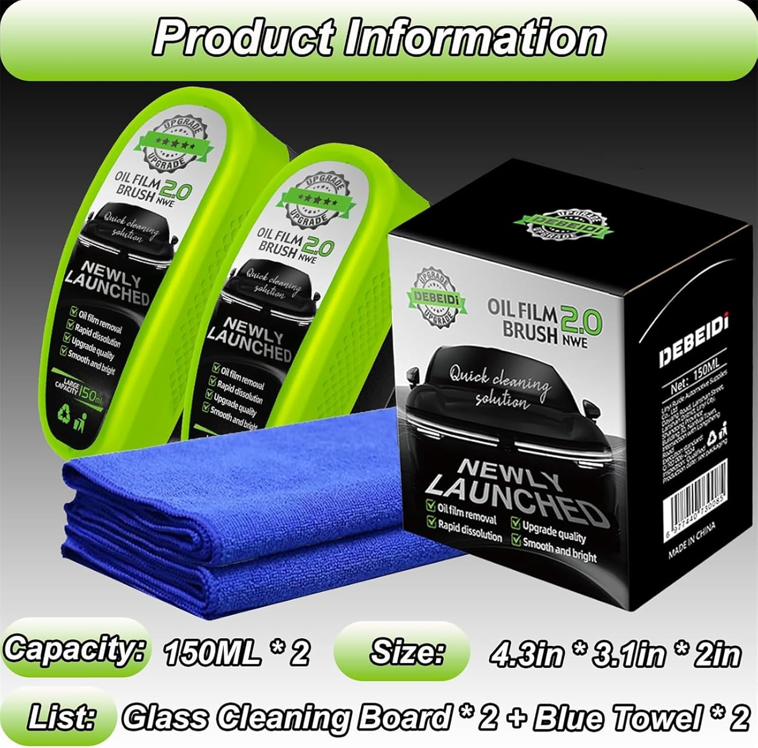 Automotive Oil Film Cleaning Brush for Car Windows, Glass Cleaning Board, Anti-Fog Rain Glass Cleaner, Effective Oil Film Remover for Windshield and Window Cleaning（2 PCS） image number 5