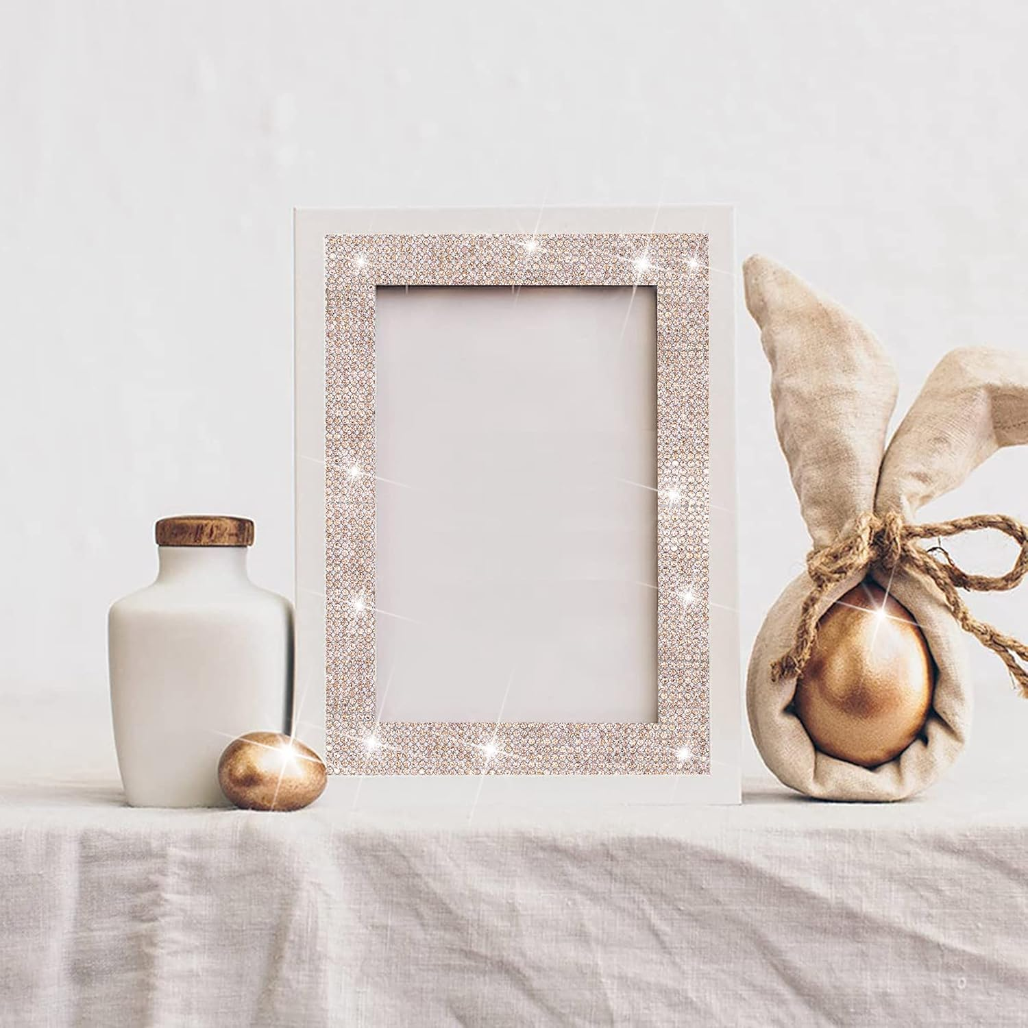 Self Adhesive Champagne Crystal Rhinestone Strips Diamond Ribbon Bling Gemstone Sticker Roll for Craft with 2 Mm Stones for DIY Arts, Wedding Party, Car Phone Decoration