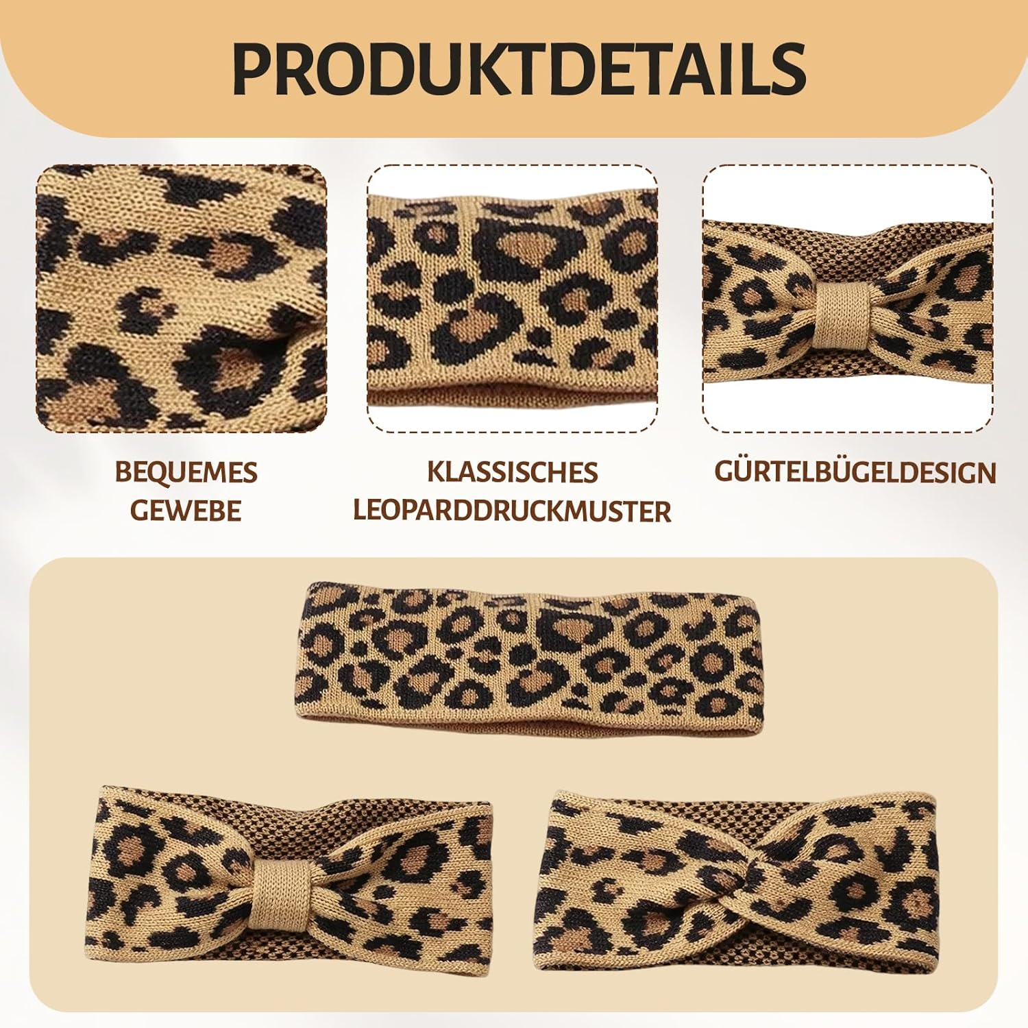 Leopard Print Headband, Leo Headband Women, Set of 3, Soft Fleece, Winter Women, Headband Leopard Print Girls, Women Autumn image number 5