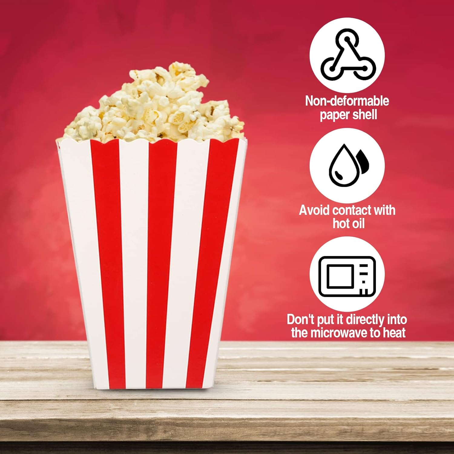 JOYSKY 26 Pcs Popcorn Boxes Red Small Candy Container Popcorn Bags Candy Boxes Paper Popcorn Bags Cardboard Red White Snack Boxes for Party Snacks Candies Popcorn Gift Bags Christmas (26) image number 2