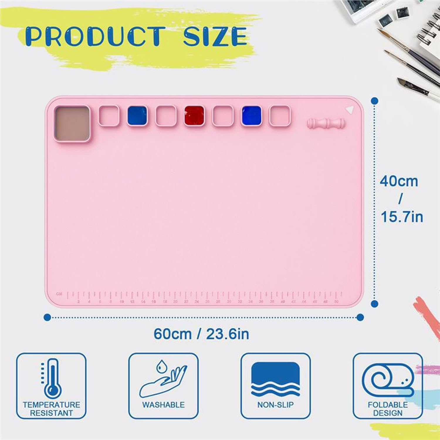 Silicone Mats for Crafts,23Inchx16Inch Heat Resistant Silicone Crafting Mat Nonstick Nonslip | No Fading Painting Supplies for Painting, Art, Clay, Resin Casting image number 3