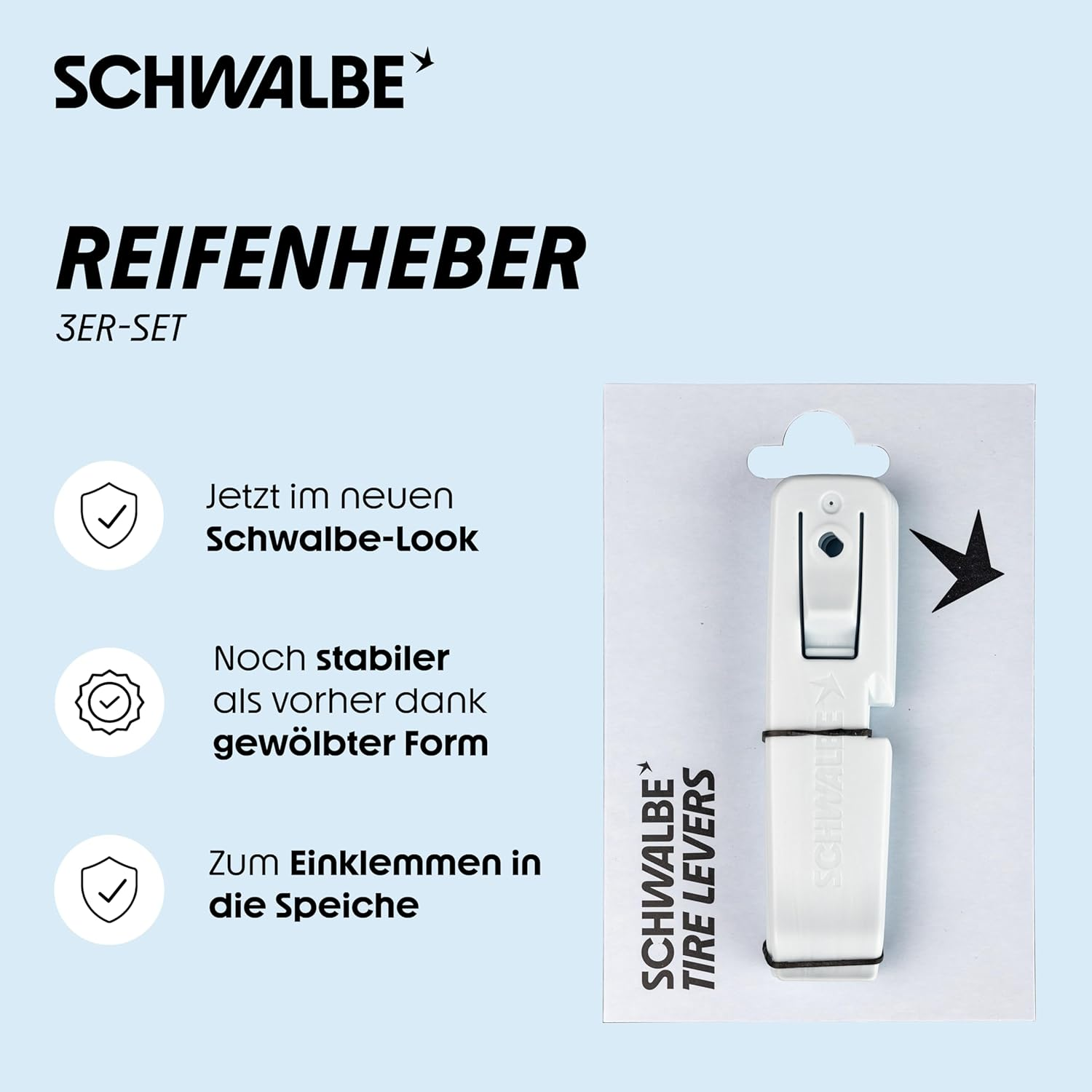 Schwalbe Reifenheber Fahrrad - 3Er Set Fahrrad Reifenheber &ndash; 3In1 Fahrrad Werkzeug, Montierhebel Mit Integrierter Klemmfunktion Und SV Ventilschl&uuml;ssel image number 6