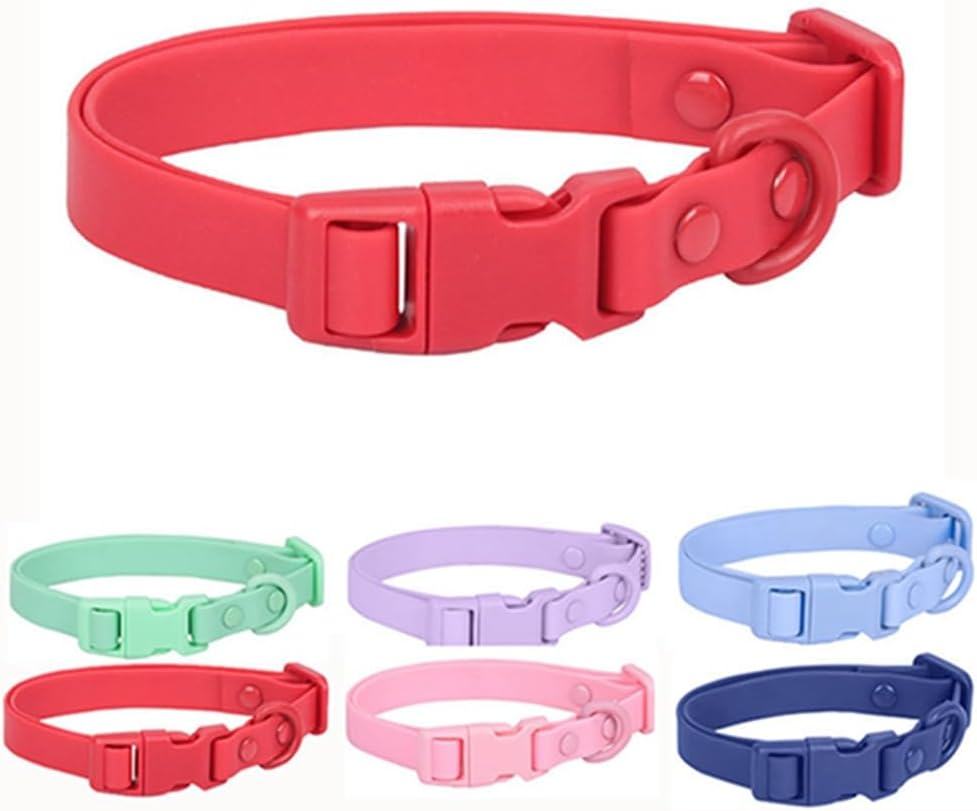Waterproof Dog Collar with Buckle, Cute Soft Bioothan Silicone Plastic PVC Rubber Washable Quick Release Durable Collars for Small Medium Large Breeds image number 3