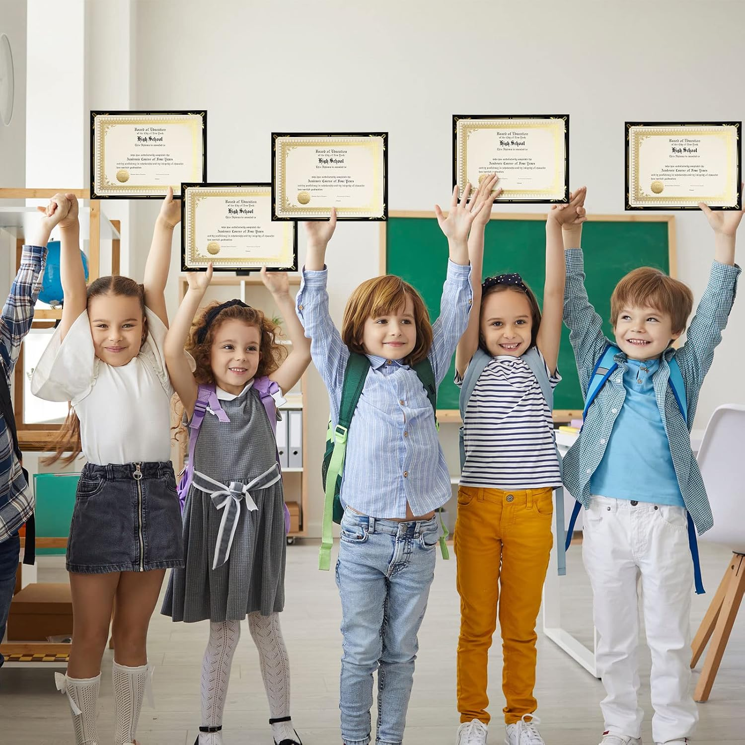 Fainne 50 Sets Certificate Kit Includes 50 Pcs 9.5 X 12 Inch Certificate Holders 50 Pcs Letter Size Papers 50 Pcs Foil Award Seals Diploma Covers for Appreciation(Black, Gold) image number 1