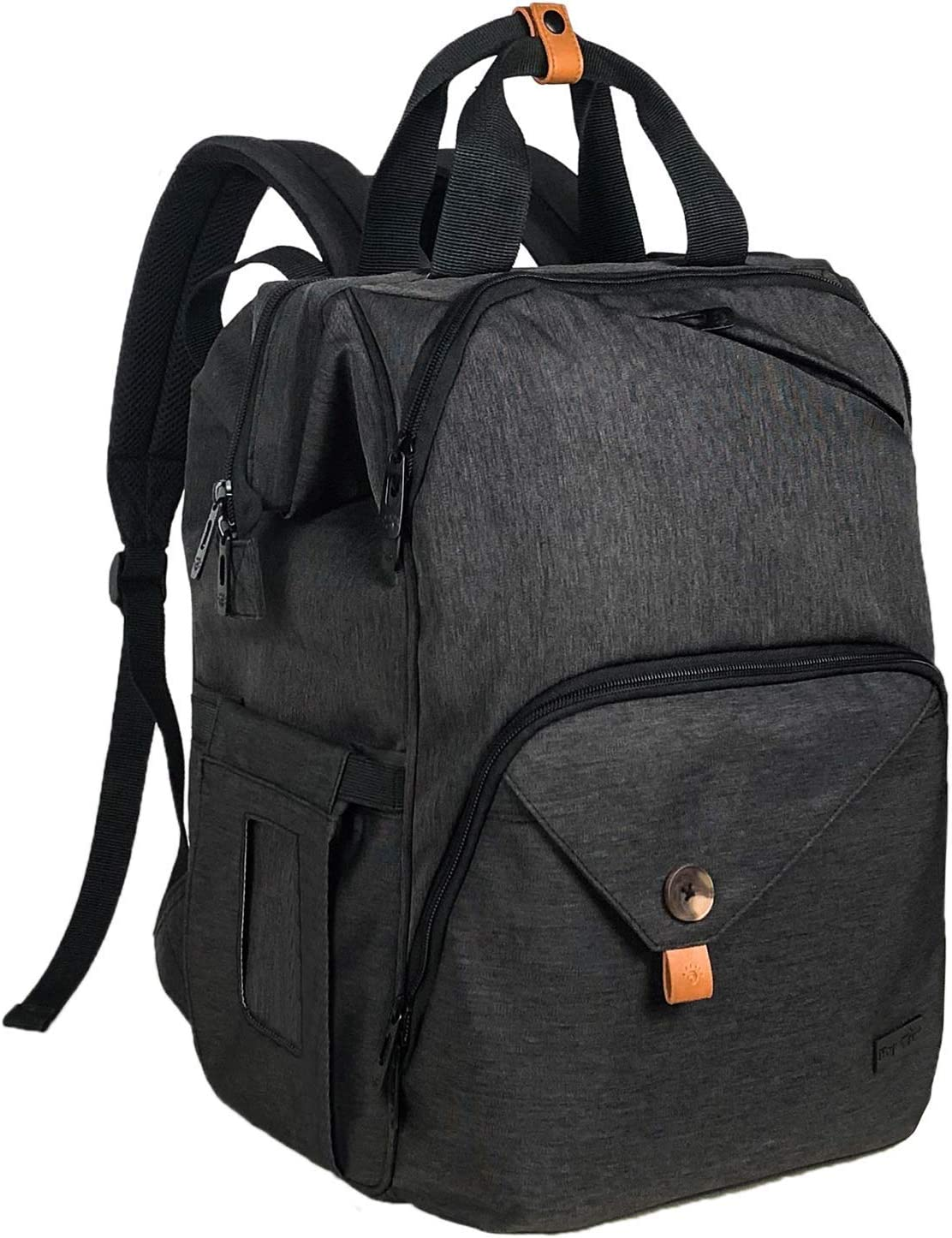 Hap Tim Baby Diaper Bag Backpack Large Capacity Double Compartment with Stroller Straps,Waterproof Nappy Bag Backpack for Newborn Mother/Father(Au7340-Dg)