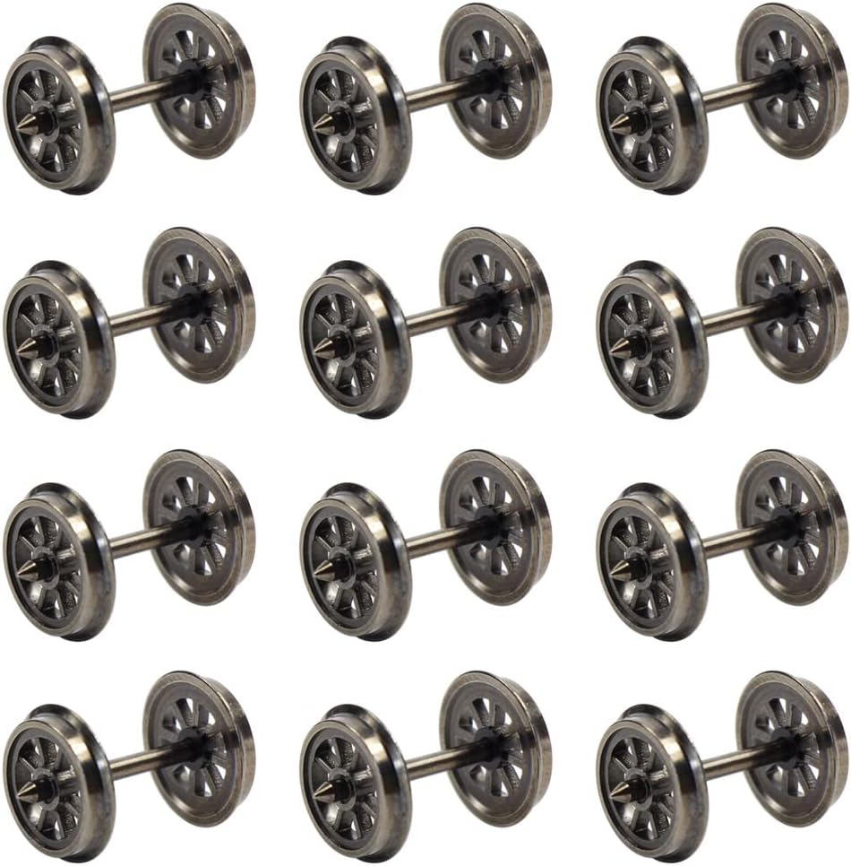 HP1487 12Pcs HO Scale 38'' Metal Spoked Wheels for Model Train 1:87 DC Wheel