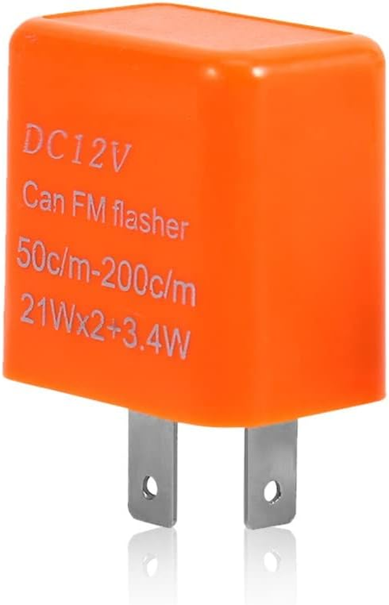 2-Pin Flasher Relay, 12V Speed Adjustable LED Electronic Flasher Relay Universal Motorcycle Turn Signal Indicator for Turn Signal Light Fast Hyper Flash (Orange) image number 1