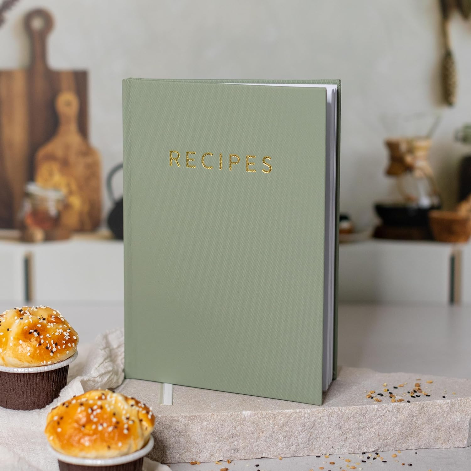 ZICOTO Aesthetic Blank Recipe Book with Waterproof Cover - the Perfect Recipe Notebook to Write in Your Own Recipes - Simplified Blank Cookbook to Organize Your Recipes - Sage Green image number 5