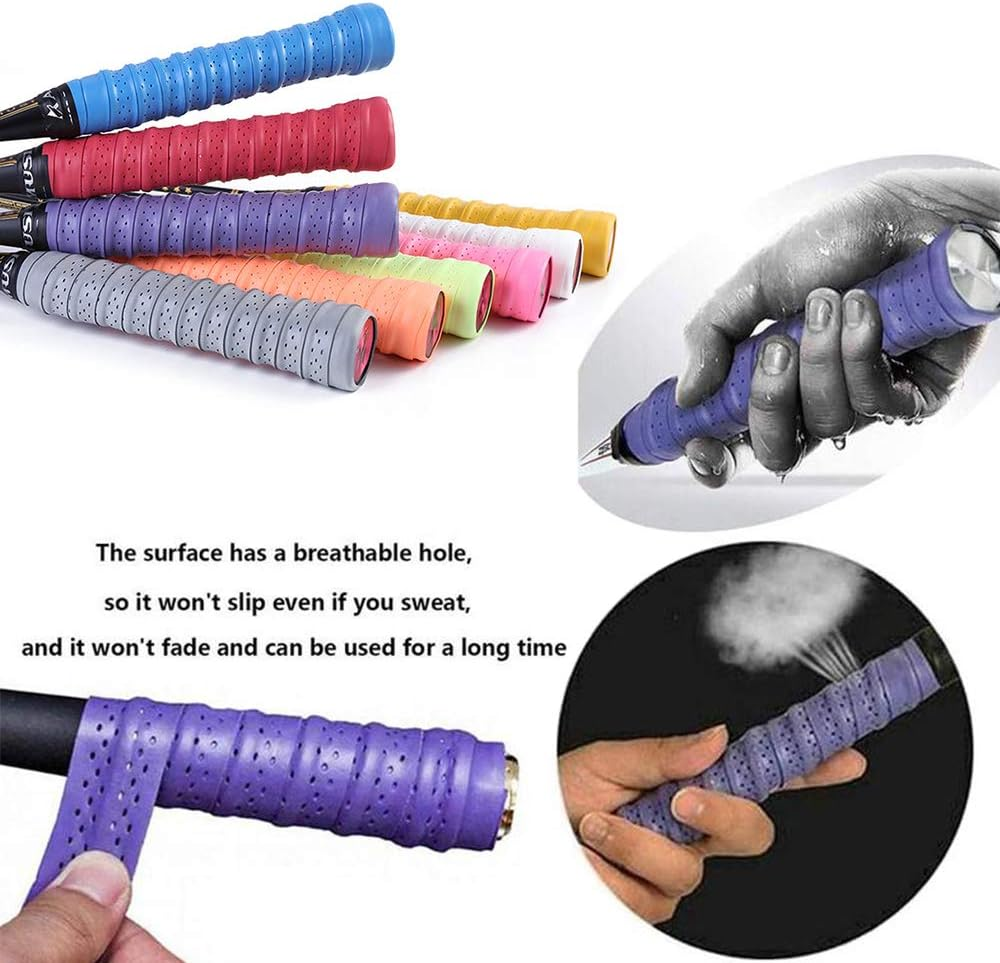 Tennis Racket Grip Tape,Racquet Overgrip Grips Tape Fishing Rod Badminton Racket Anti-Slip Absorb Sweat Tape,Precut and Dry Feel Handle Wrapped Strap (10 Pcs) image number 6