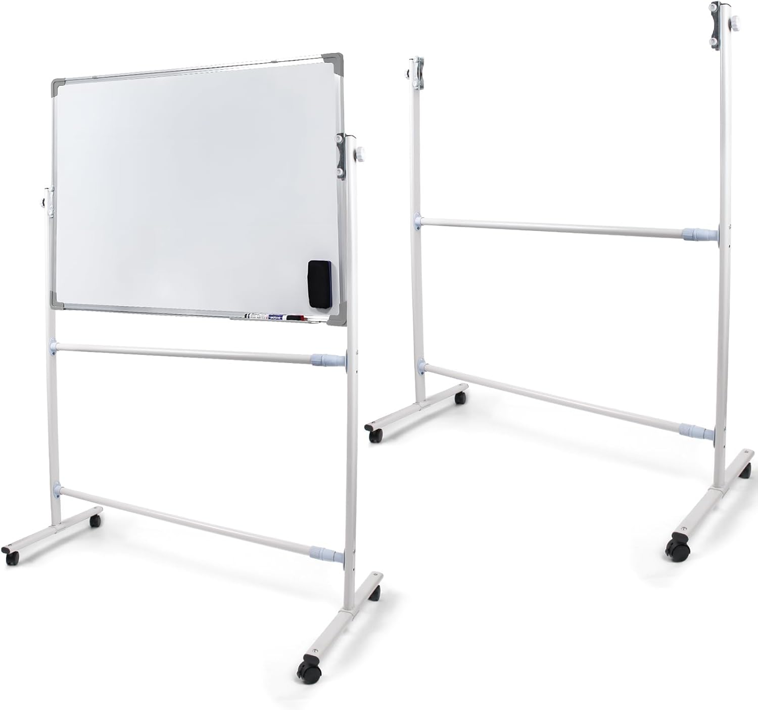 Rolling Whiteboard, 120X90Cm, Whiteboard with Stand Height Adjustable Rolling Whiteboard Mobile Magnetic White Board on Wheels Stand up White Board image number 3