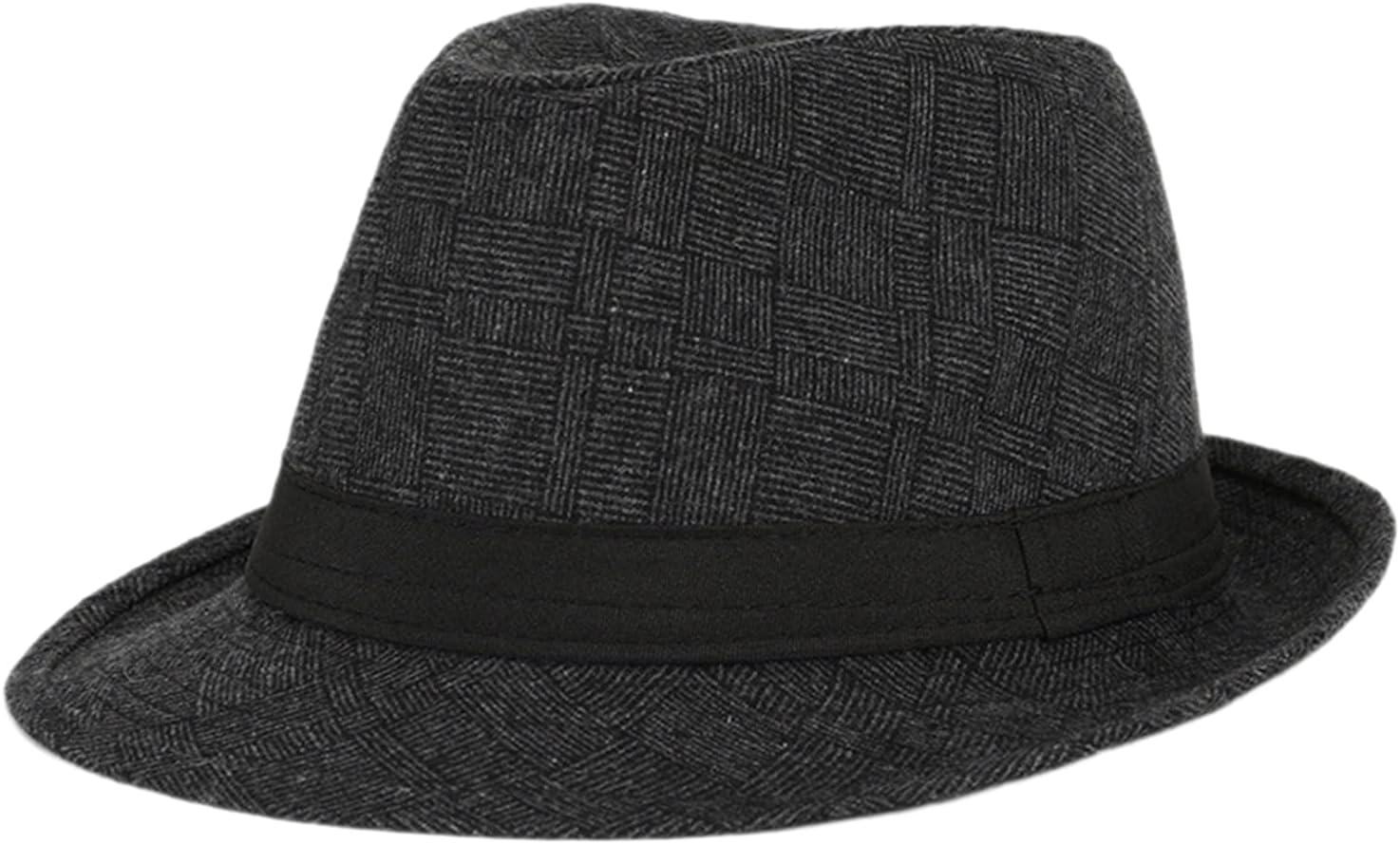 HEYANN Men'S Pork Pie Hat, Plaid Tweed Pork Pie Hat &ndash; Short Brim Fedora Hats round Crown Retro Flat Cap for Spring & Fall Beach, Party Hat