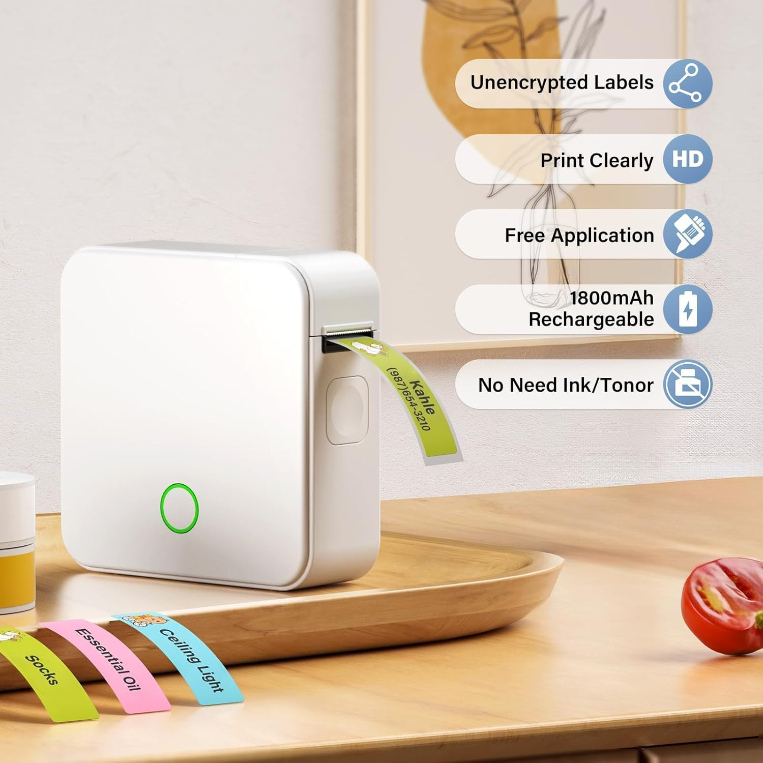 Zovinx Label Maker with Tape, Portable Rechargeable Bluetooth Thermal Label Printer, Support One-Touch Cutting, Wireless Mini Sticker Printer with Versatile App for Home Office School Organization image number 3