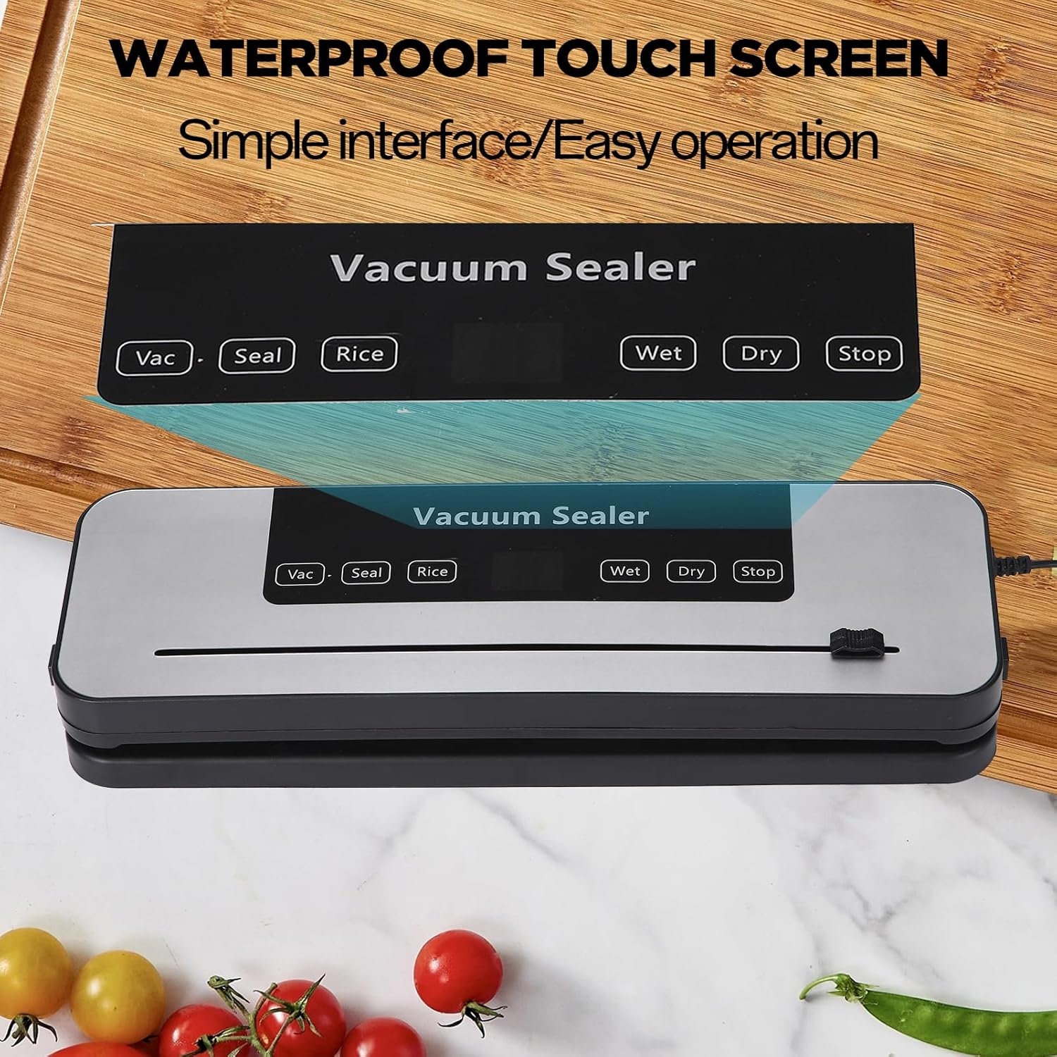 Vacuum Sealer Machine for Food Preservation &ndash; 70Kpa Food Saver Vacuum Sealer with 100 Vacuum Sealer Bags, Dry & Moist Modes, Built-In Cutter, Compact Bag Sealer for Kitchen (Silver) image number 2