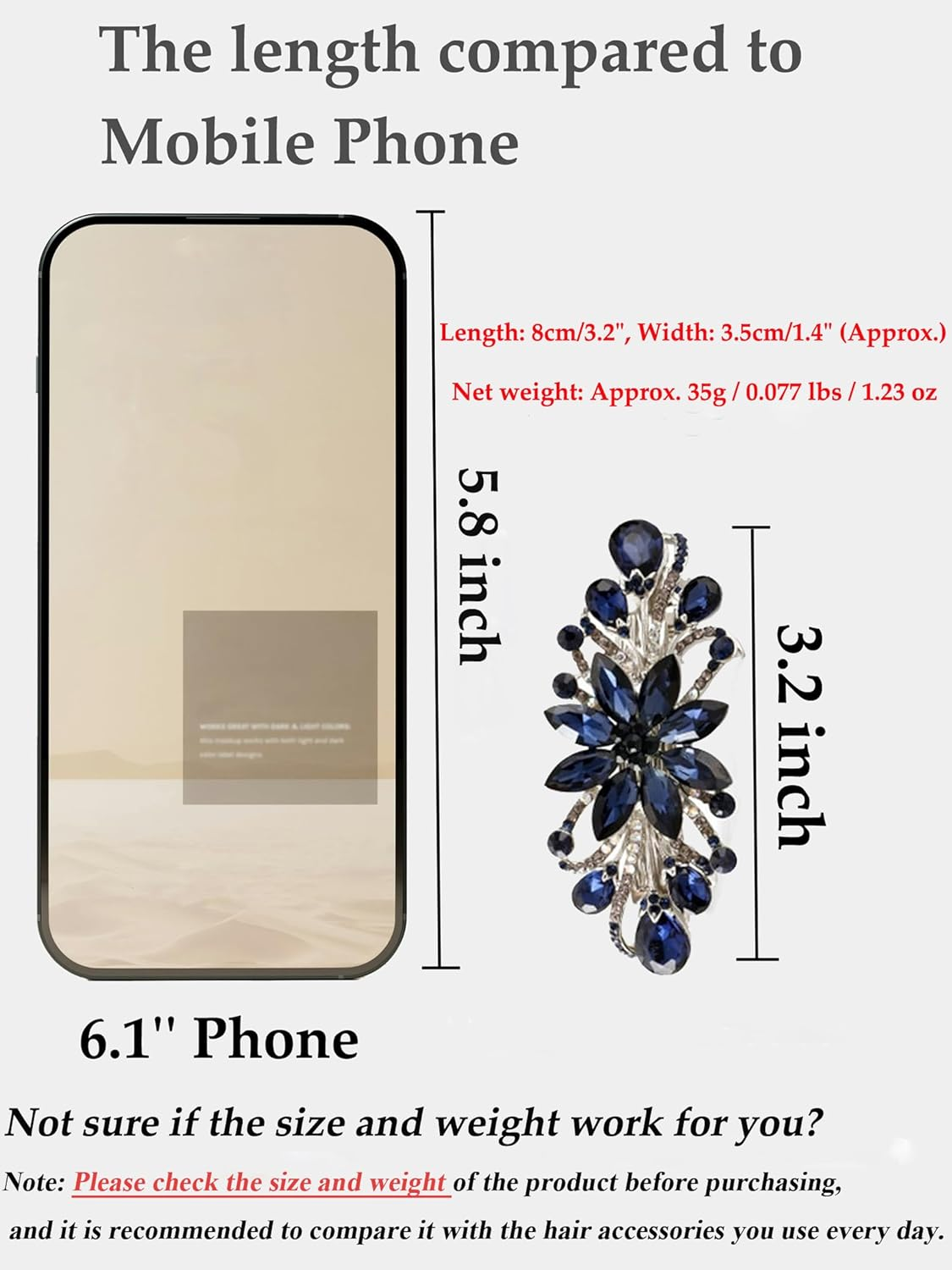 Sankuwen Flower Luxury Jewelry Design Hairpin Rhinestone Hair Barrette Clip (Dark Blue) image number 2