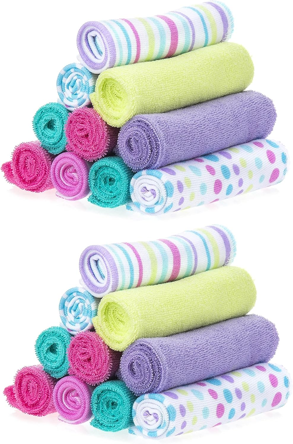 Spasilk Washcloth Wipes Set for Newborn Boys and Girls, Soft Terry Washcloth Set, Pack of 20, White