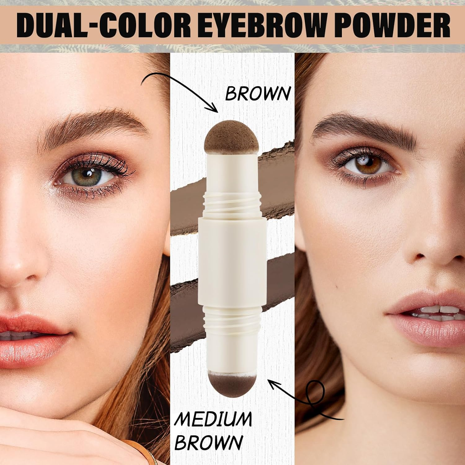 Boobeen Dual-Color Eyebrow Powder, One Step Eyebrow Stamp-Brow Powder & Hairline Powder, All-Day Wear Effortlessly, Waterproof & Smudge-Proof