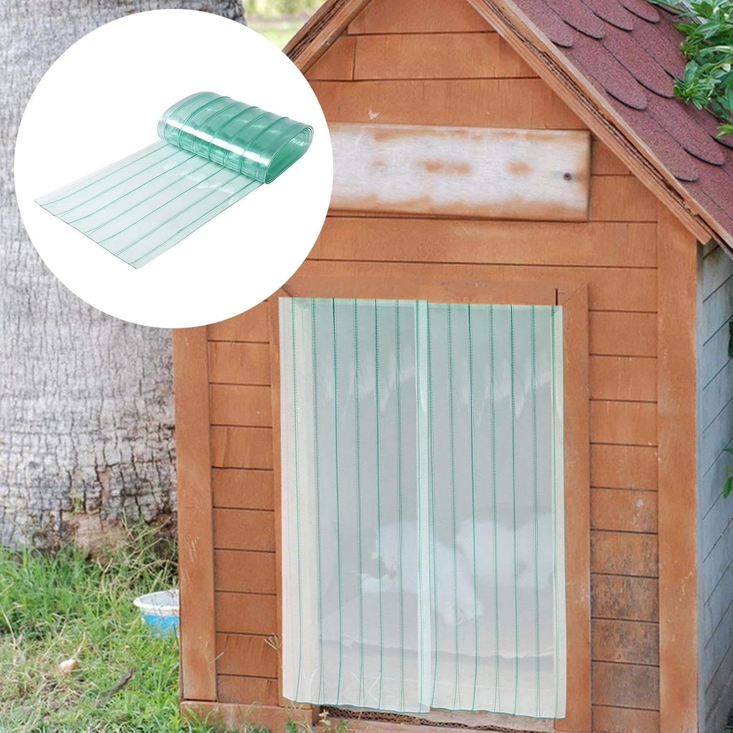 Qianly PVC Door Curtain Dog Door Flap Replacement Kennel Door Windproof Croppable for DIY Dog House Insulation Length 5Ft Door Flaps, Width 19Cm image number 1