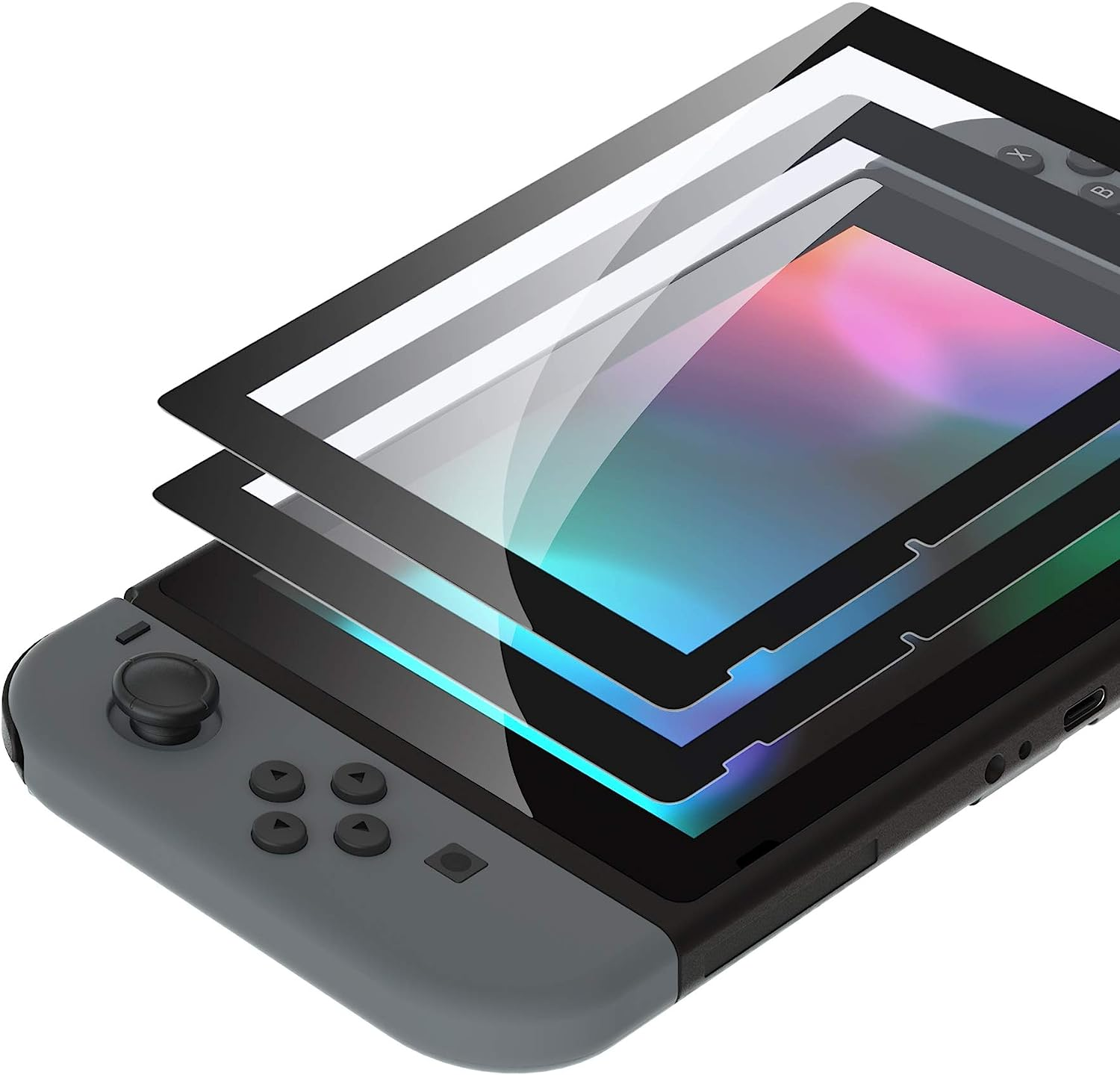 Extremerate 2 Pack Transparent Clear Border Transparent HD Clear Saver Protector Film, Tempered Glass Screen Protector for Nintendo Switch [Anti-Scratch, Anti-Fingerprint, Shatterproof, Bubble-Free]