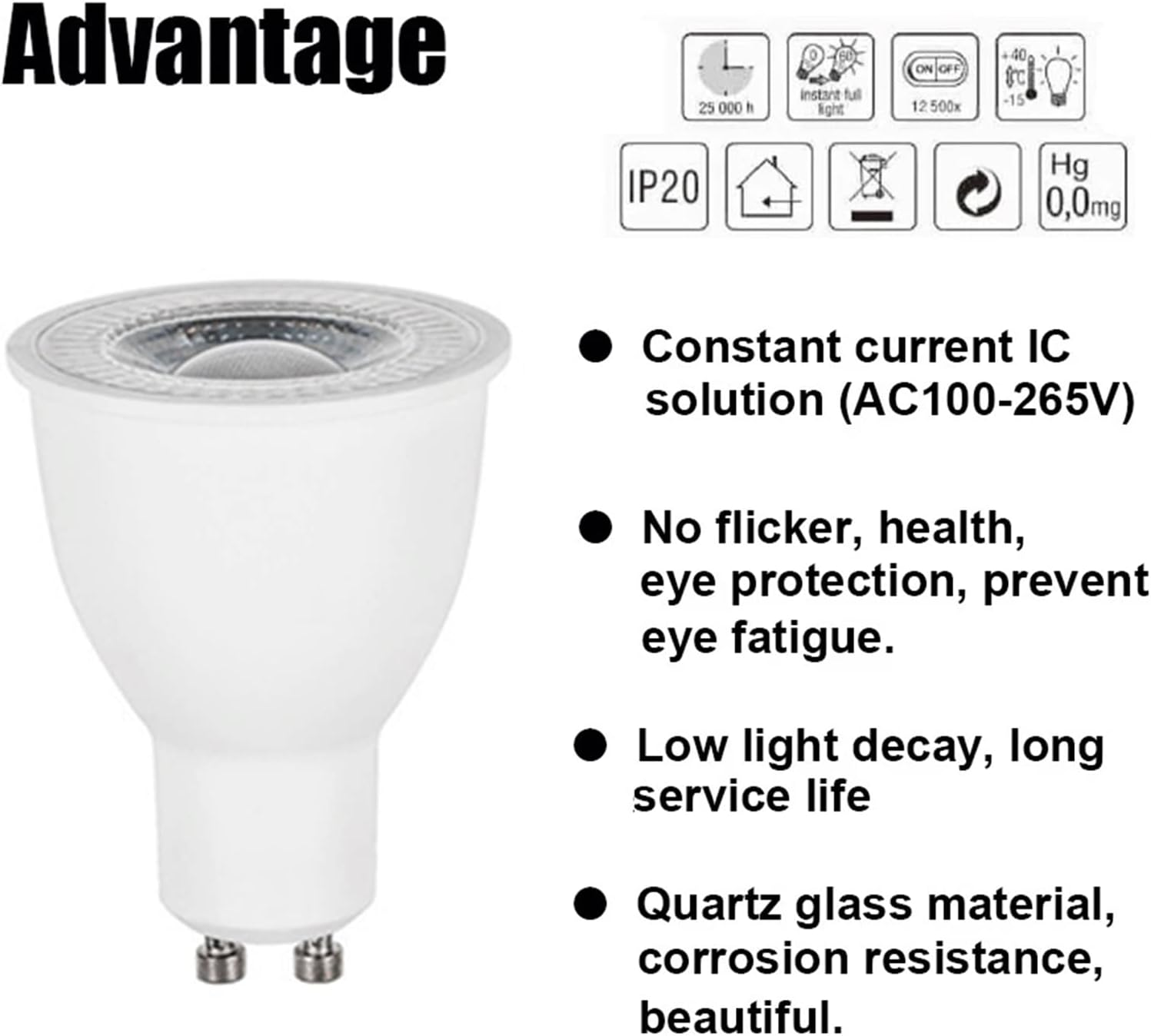 Super Bright 9W 12W GU10 LED Bulb 110V 220V LED Spotlight Warm/Natural/Cool White GU10 LED Spotlight No Strobe Living Room Bedroom Lights (5Pcs),Natural White,9W image number 5