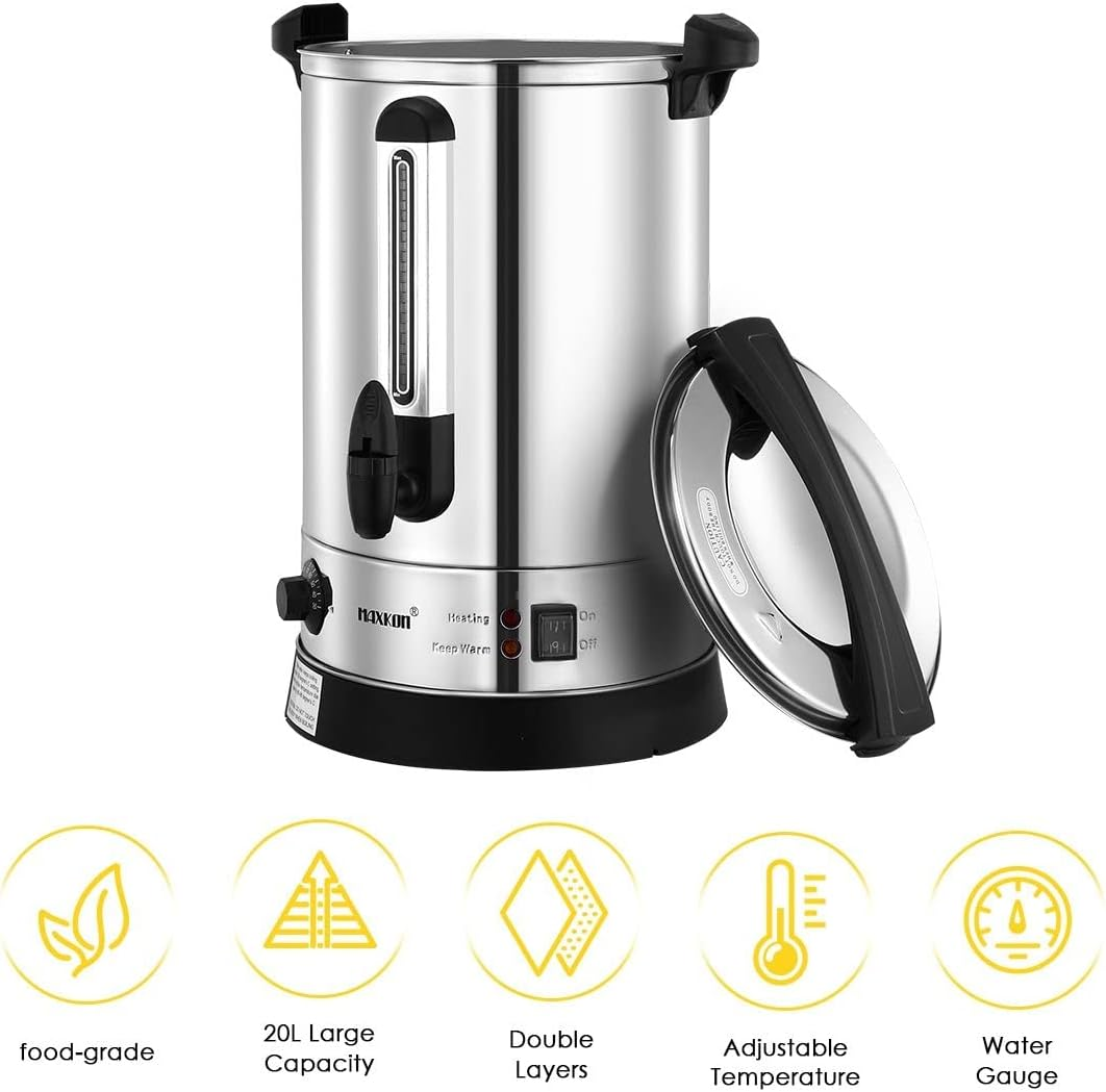 Maxkon 20L Electric Hot Water Urn by Healthy Choice | Double Layer | Stainless Steel Body | 2500Watt Power | Temperature Control | Premium Quality image number 6