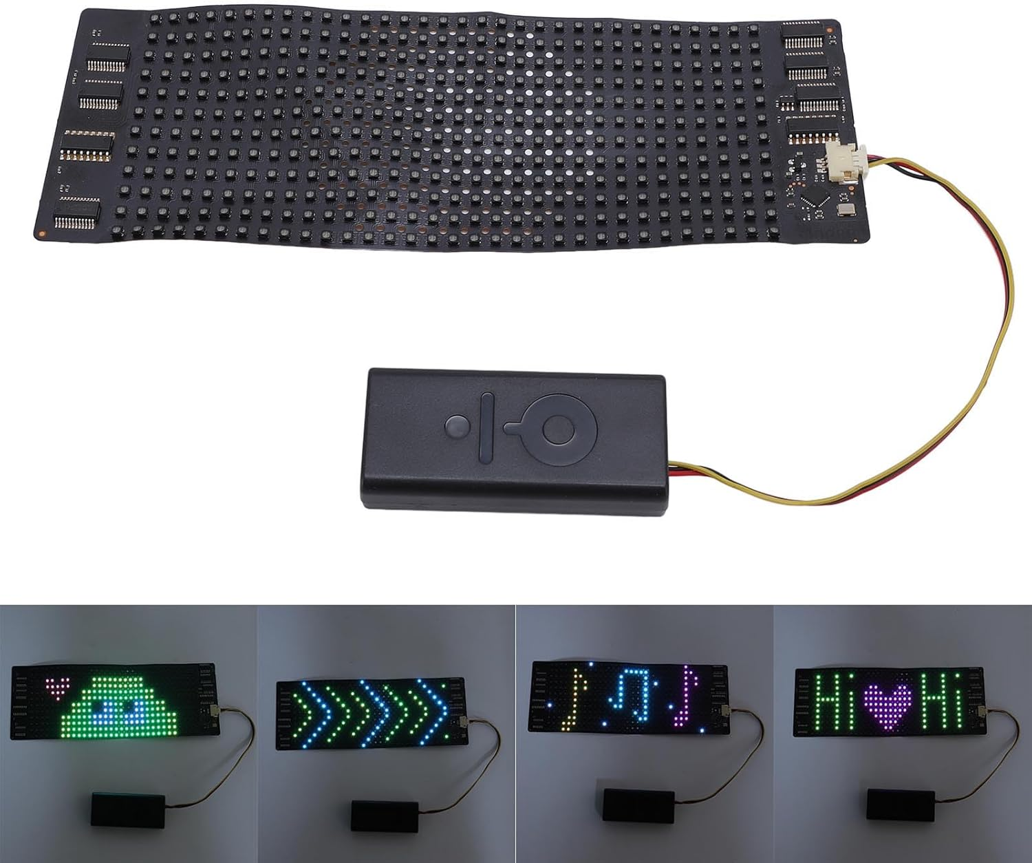 Flexible LED Display with APP Control, HD Full Color Programmable LED Screen with 12X32 Resolution, Water Proof Wearable RGB Sign for Bag Hat Glasses Accessories (158.5X58Mm) image number 6