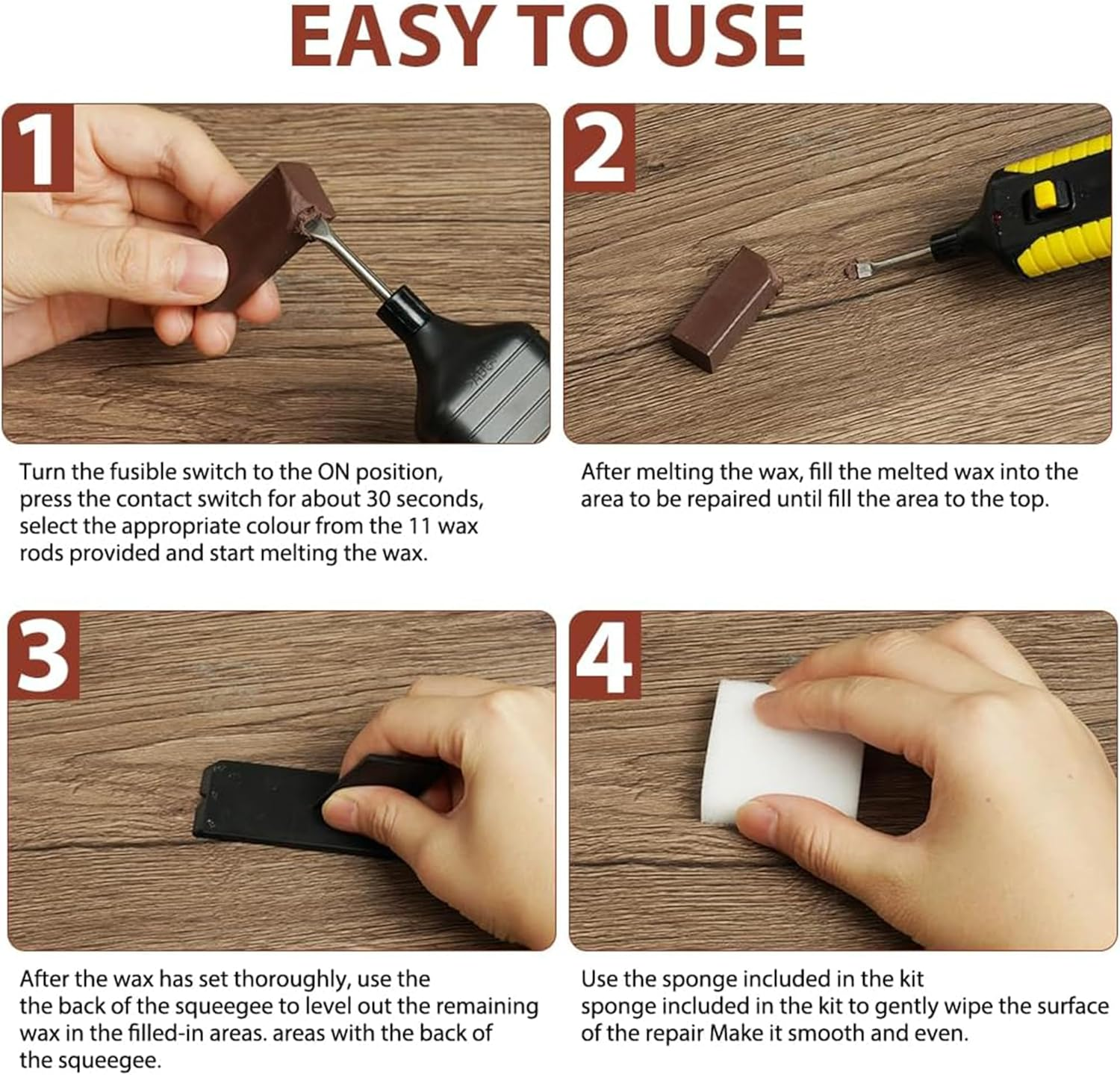 Wood Floor Scratch Repair Kit,Tiles Reparing Kit,Diy Multifunctional Wood Board Repairs Tool,Worktop Sturdy Casing Chips Scratches Mending Tool,Parquet,Wooden Furniture,Set A(11 Wax Blocks)